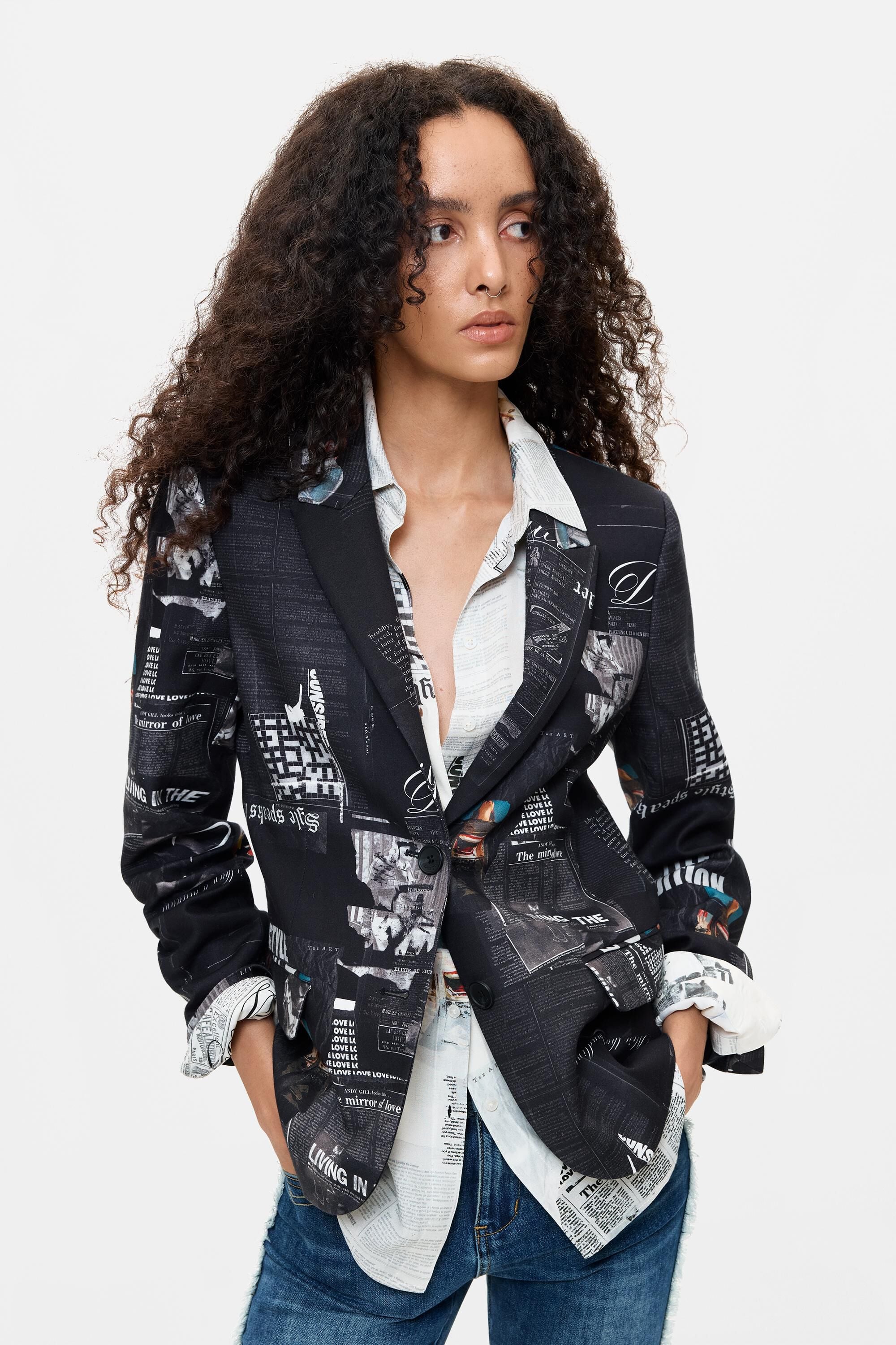Veste de costume patchwork imprimée, DESIGUAL
