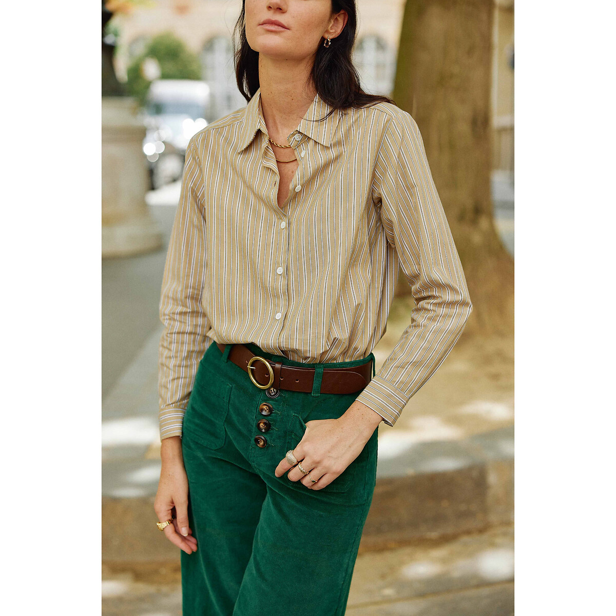 Omine Striped Cotton Shirt with Long Sleves