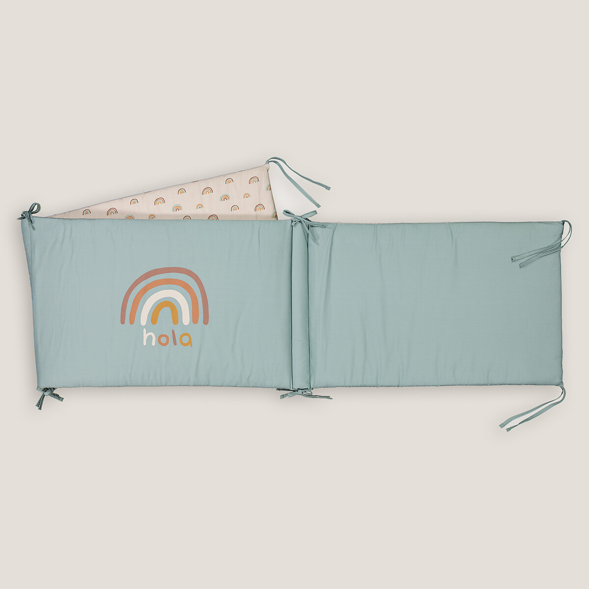 Reversible cot bumper in rainbow print cotton percale printed La Redoute Collections La Redoute