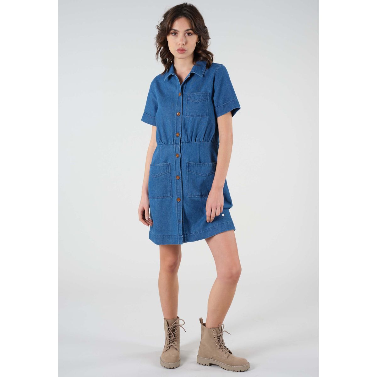 Robe jean manche courte online
