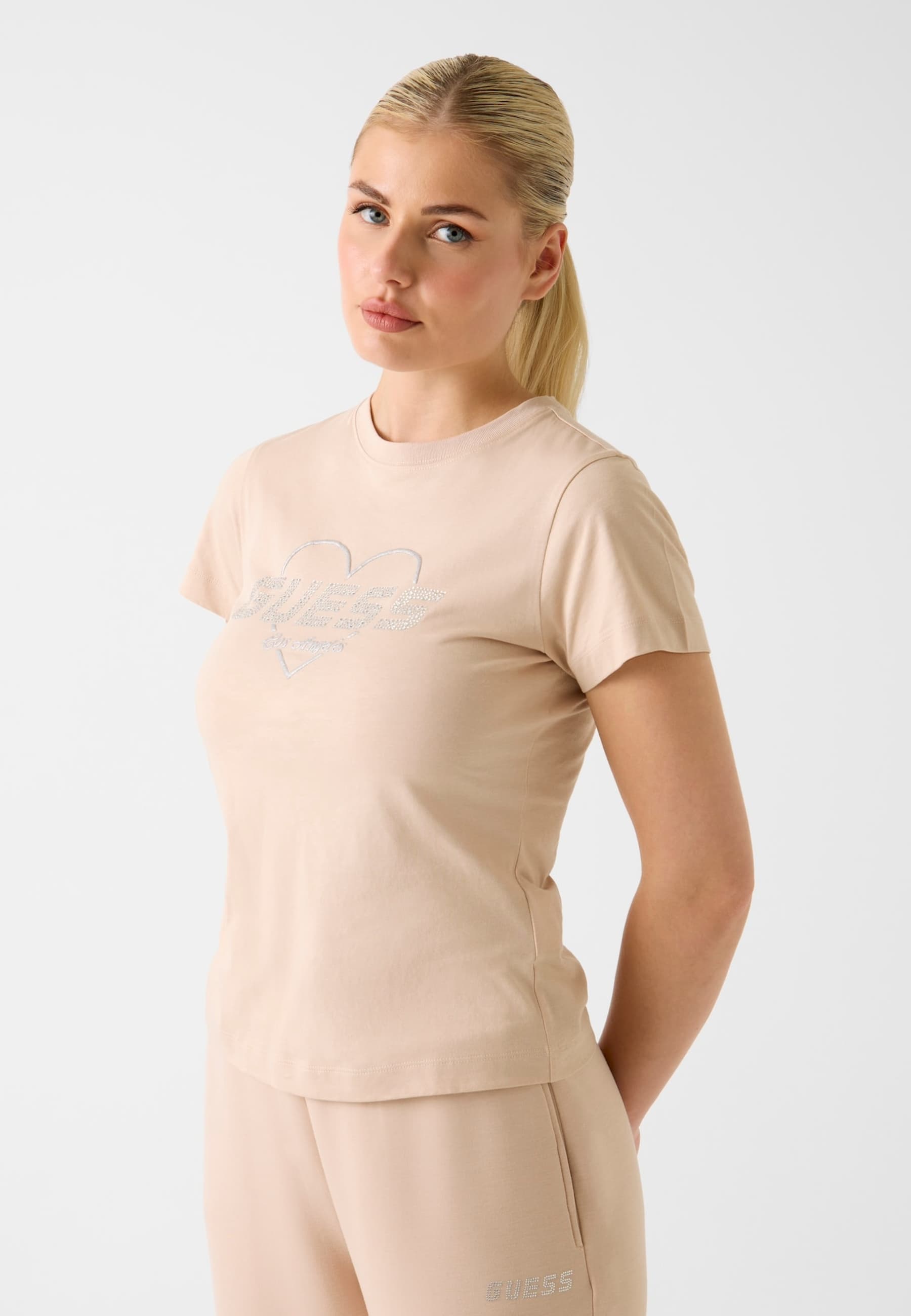 T-Shirt À Logo En Strass, GUESS