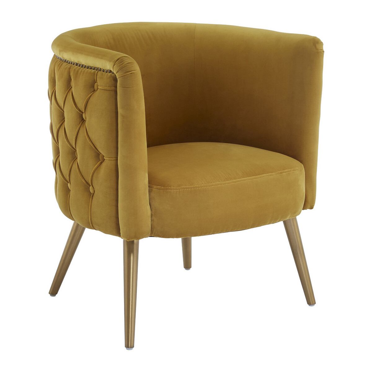 yellow velvet tub chair