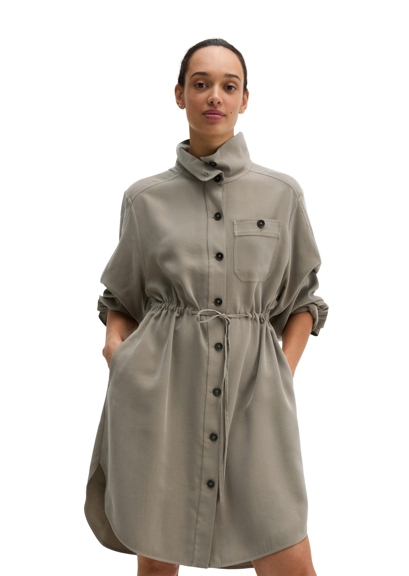 Robe col funnel loose en viscose lavée, MARC O'POLO