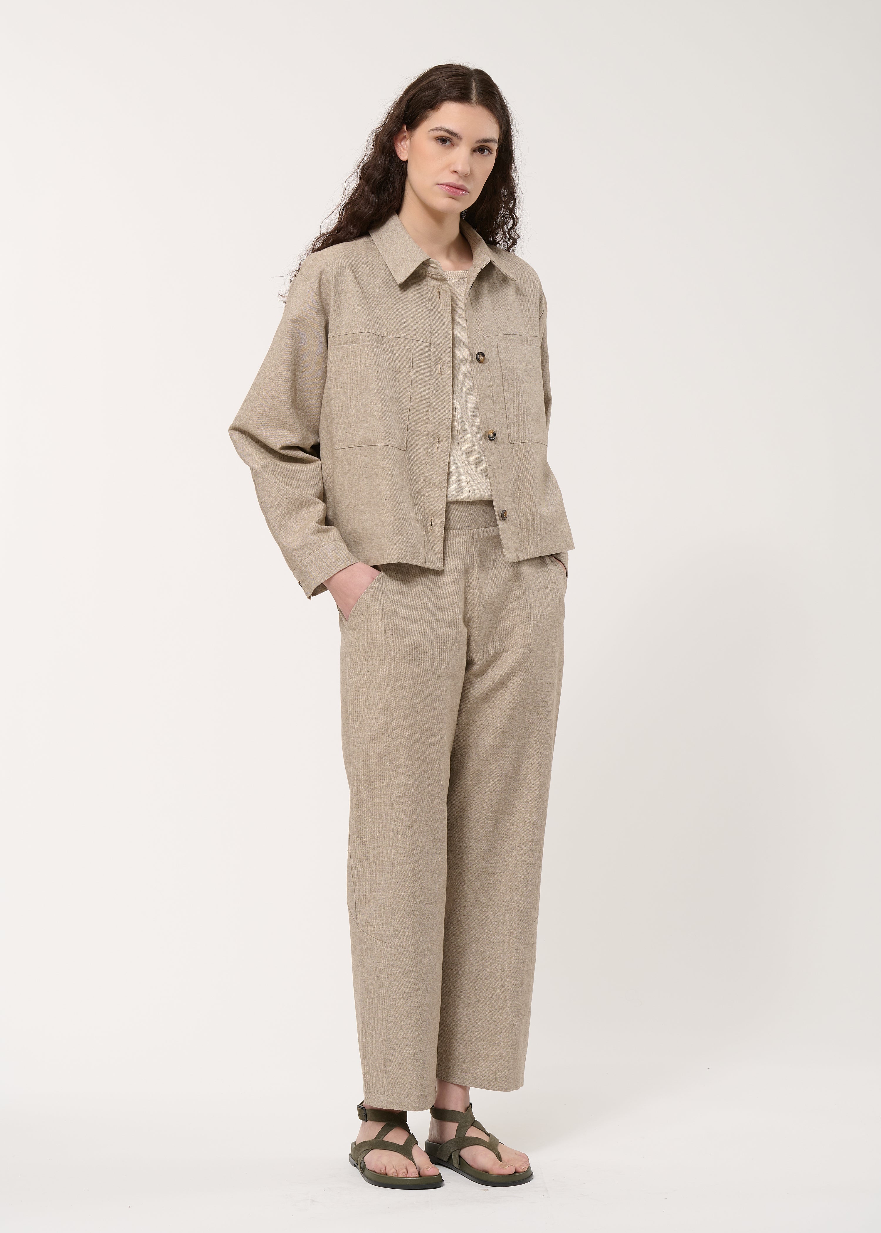 Pantalon 7/8ème en lin mélangé, HUMILITY