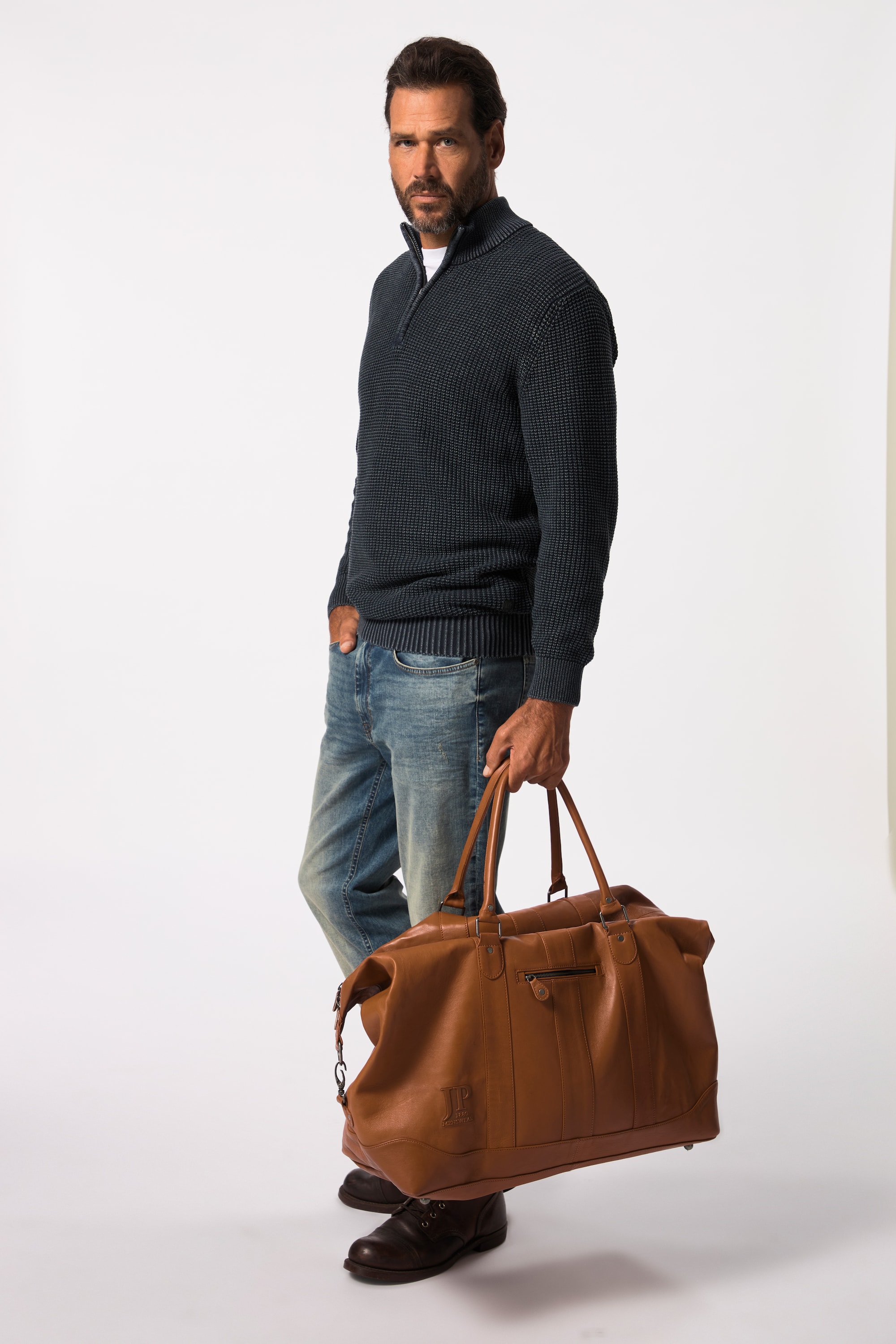 Sac Weekender, en cuir d'agneau nappa, JP1880