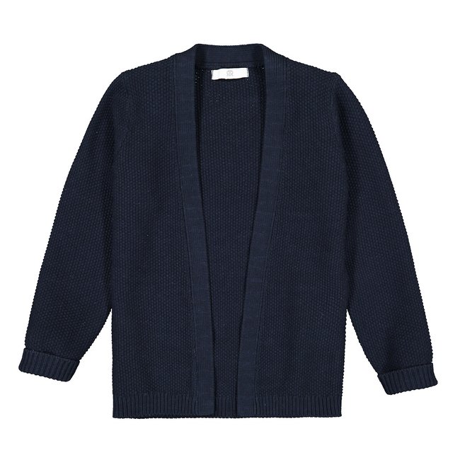 Cotton open cardigan in chunky knit, 3-12 years, navy blue, La Redoute ...