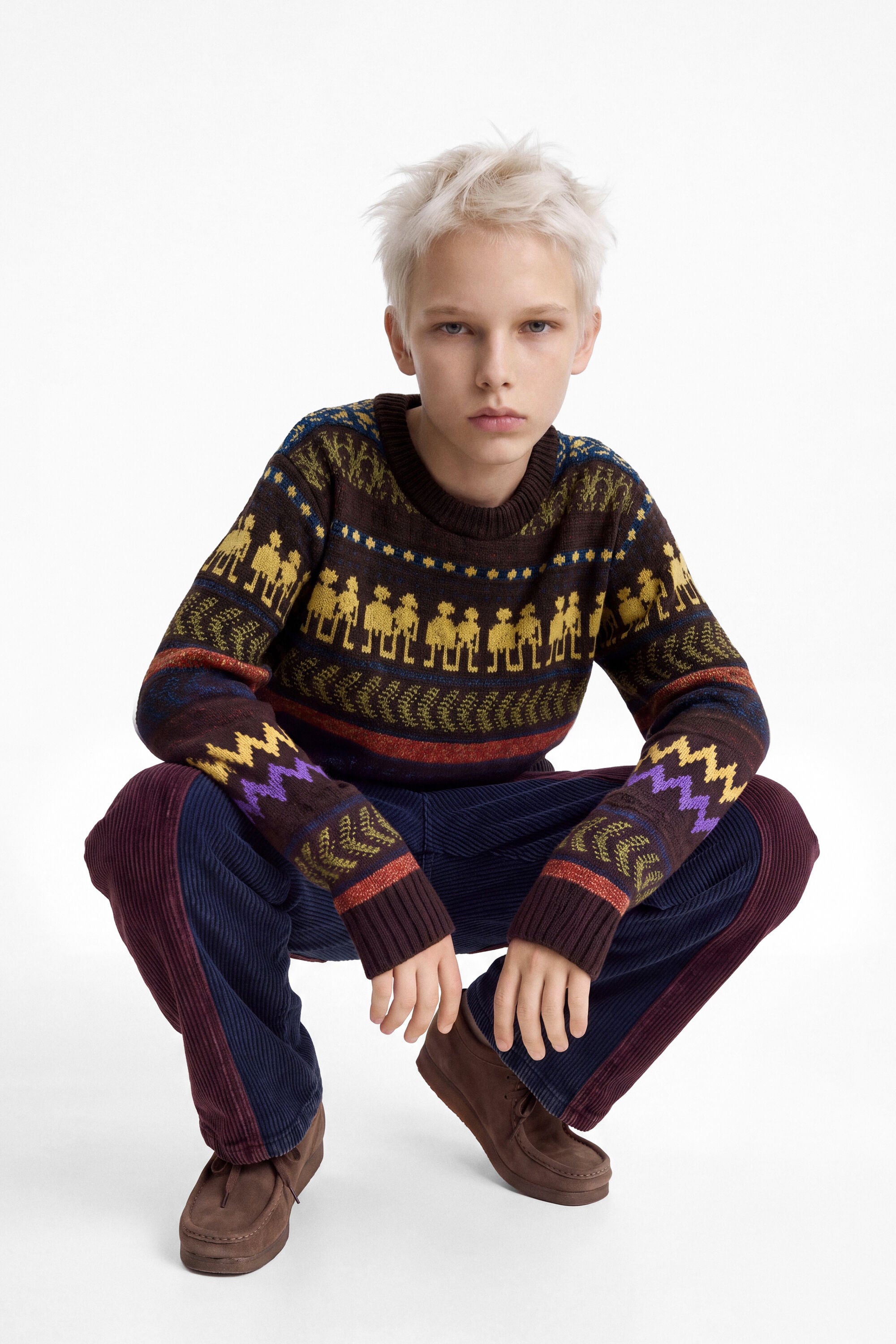 pull jacquard à rayures en maille, DESIGUAL