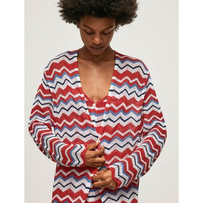 Recycled Long Cardigan in Zigzag Print PEPE JEANS
