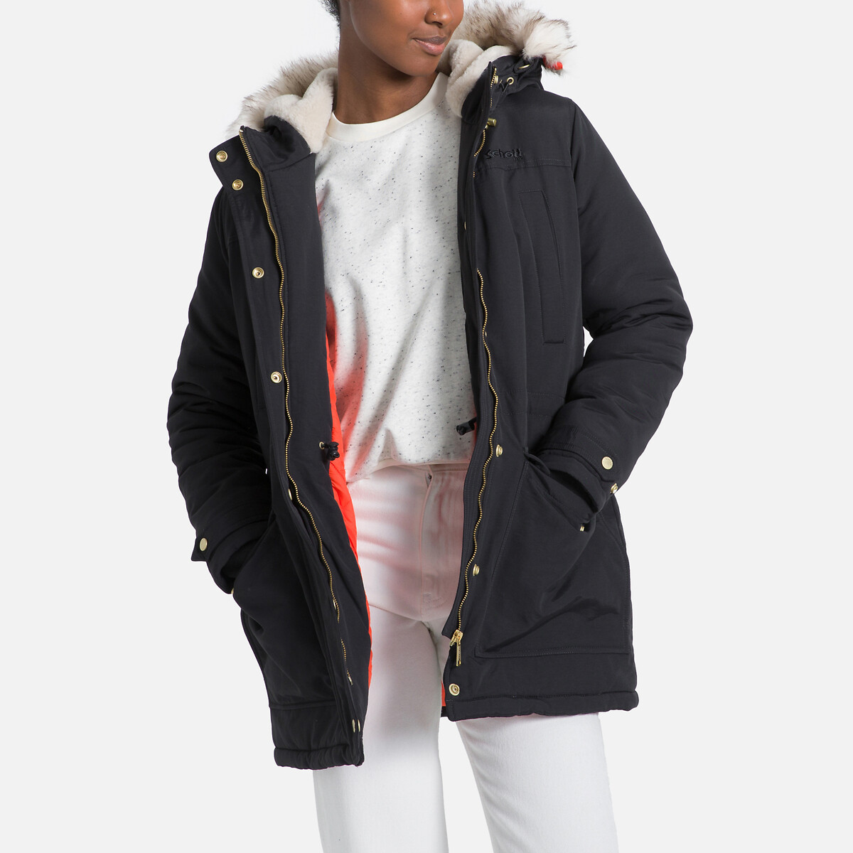 Image of Luciana W Hooded Parka with Faux Fur Trim
