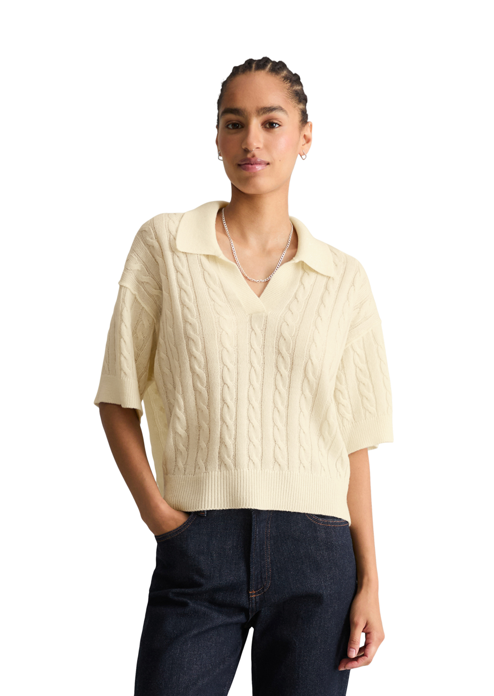 Polo en maille oversize en mélange de laine vierge douce, MARC O’POLO DENIM