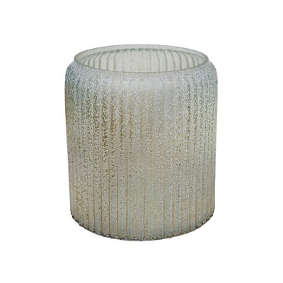 18cm Large Frosted Ribbed Glass Planter IVYLINE