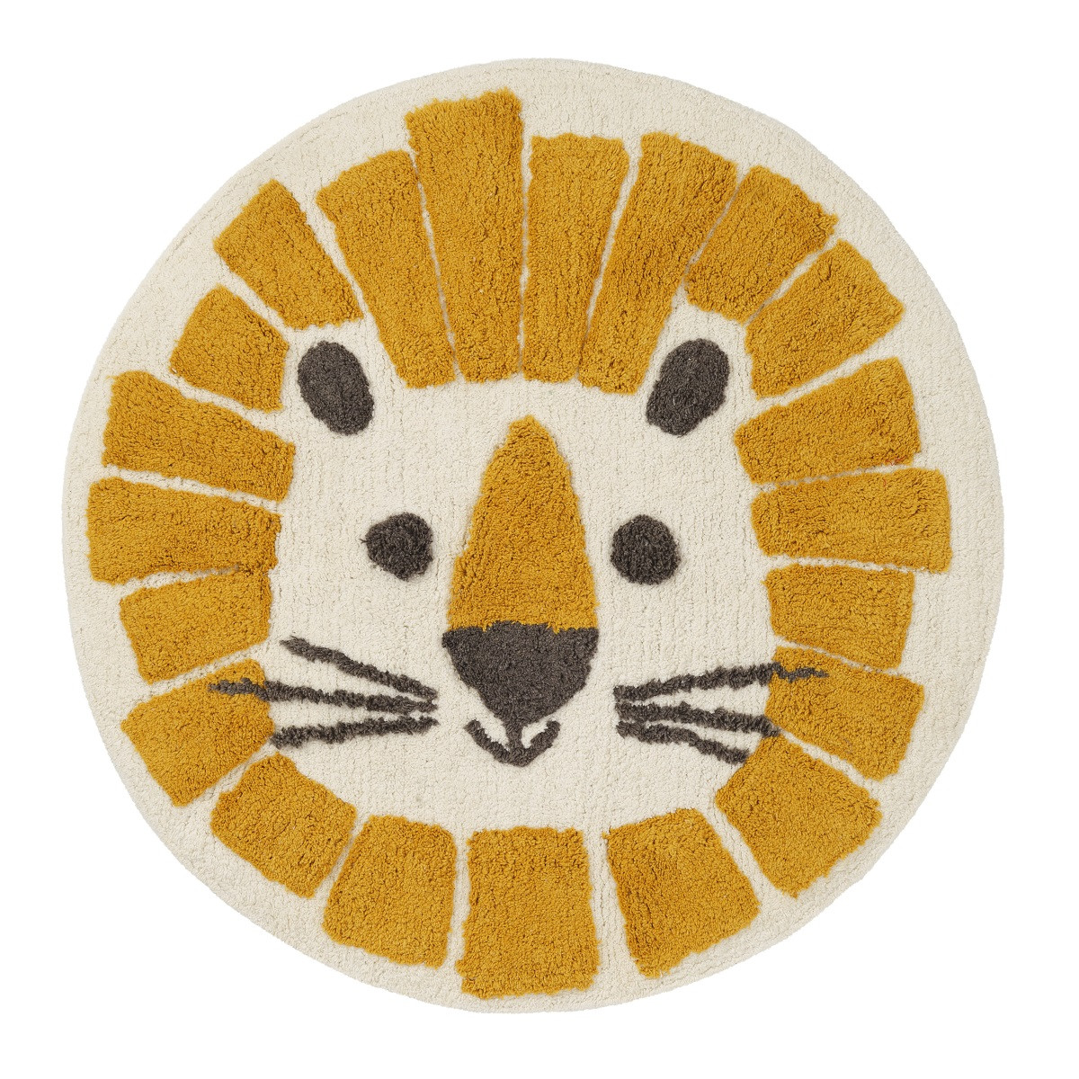 Tapis enfant rond jungle en coton LION, GUY LEVASSEUR