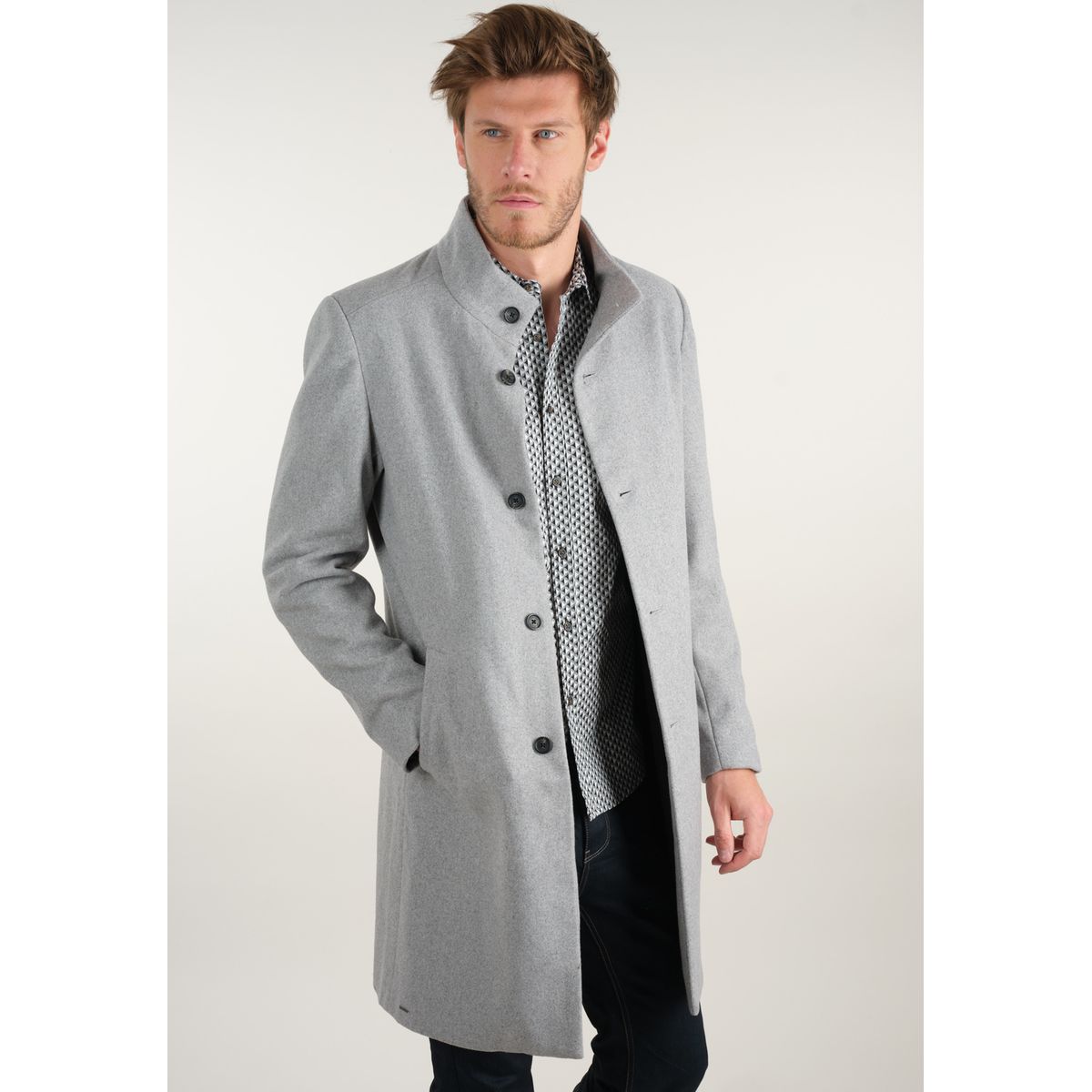 Manteau long homme gris clair hot sale