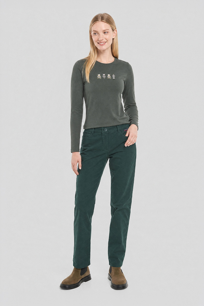 Pantalon droit taille haute effet peau de pêche, ARMOR-LUX
