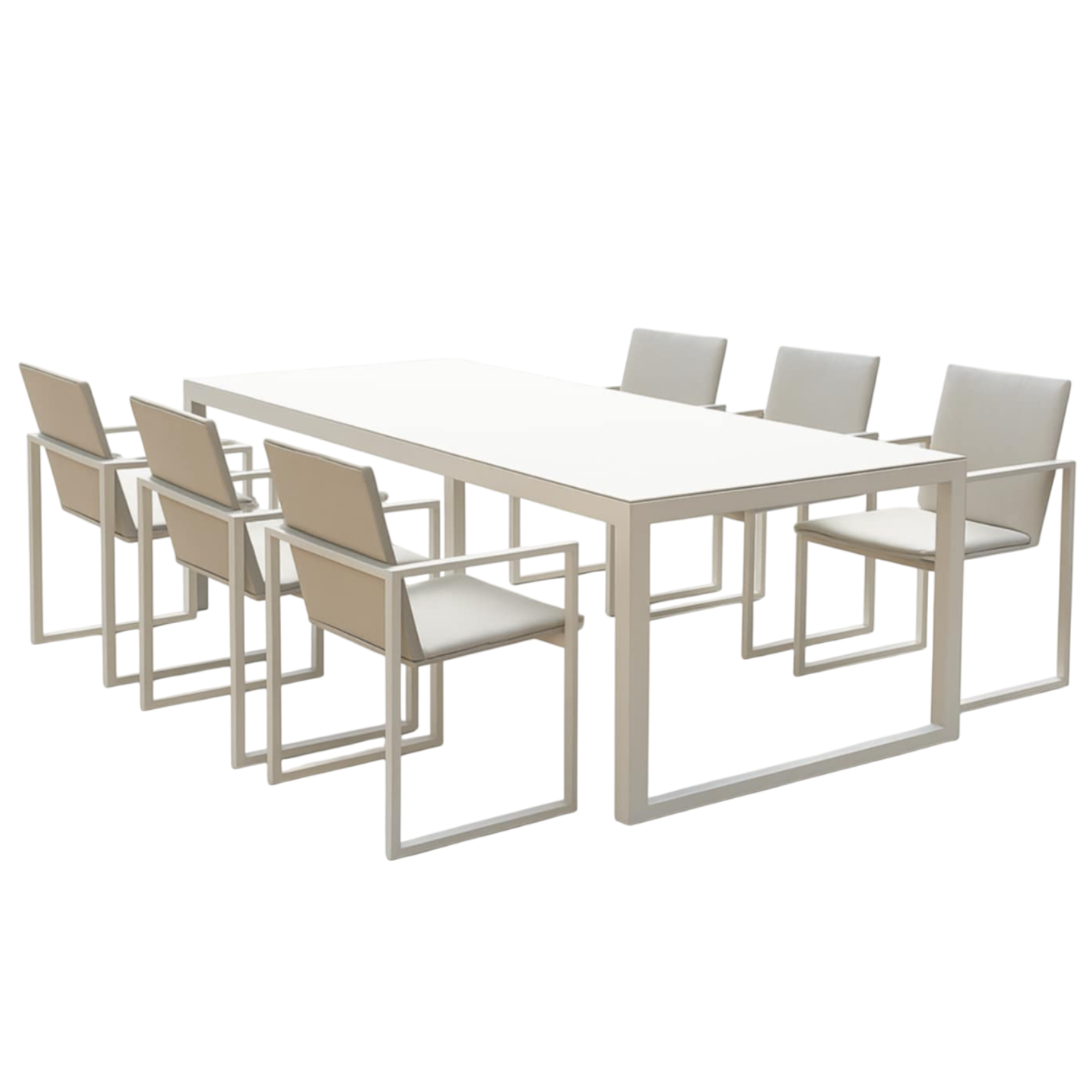 Ensemble repas en aluminium avec fauteuil, COMO, AU JARDIN DE CHLOÉ