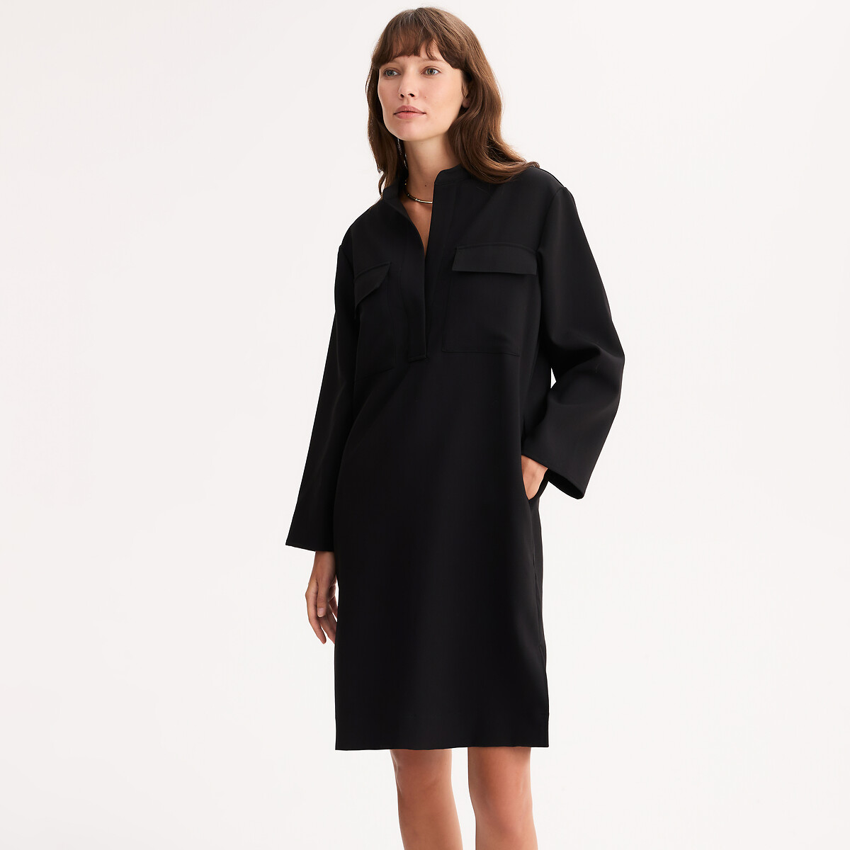 Robe droite, longueur genou, polyviscose stretch, ANNE WEYBURN