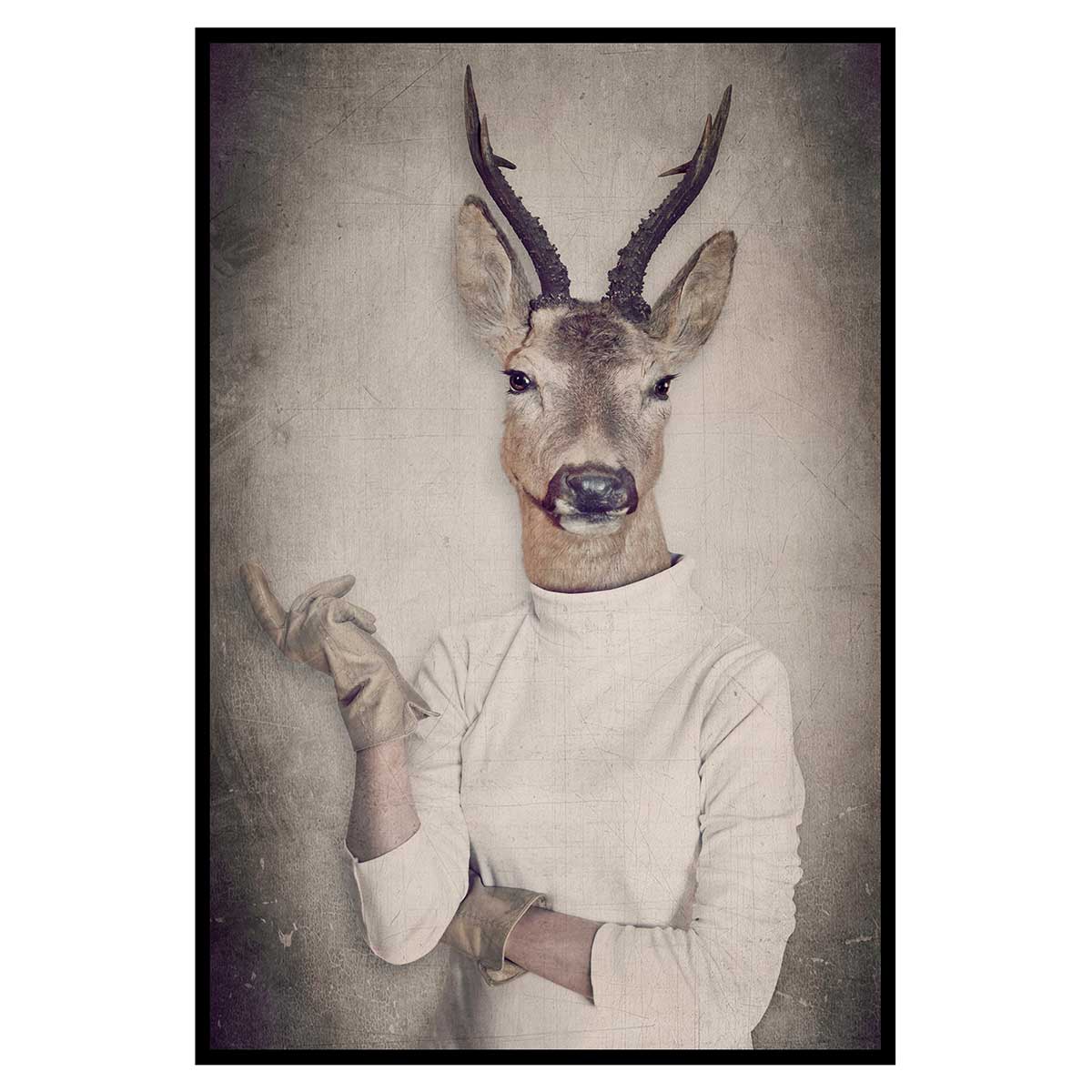 Affiche encadrée animal surréaliste antilope élégante, HEXOA