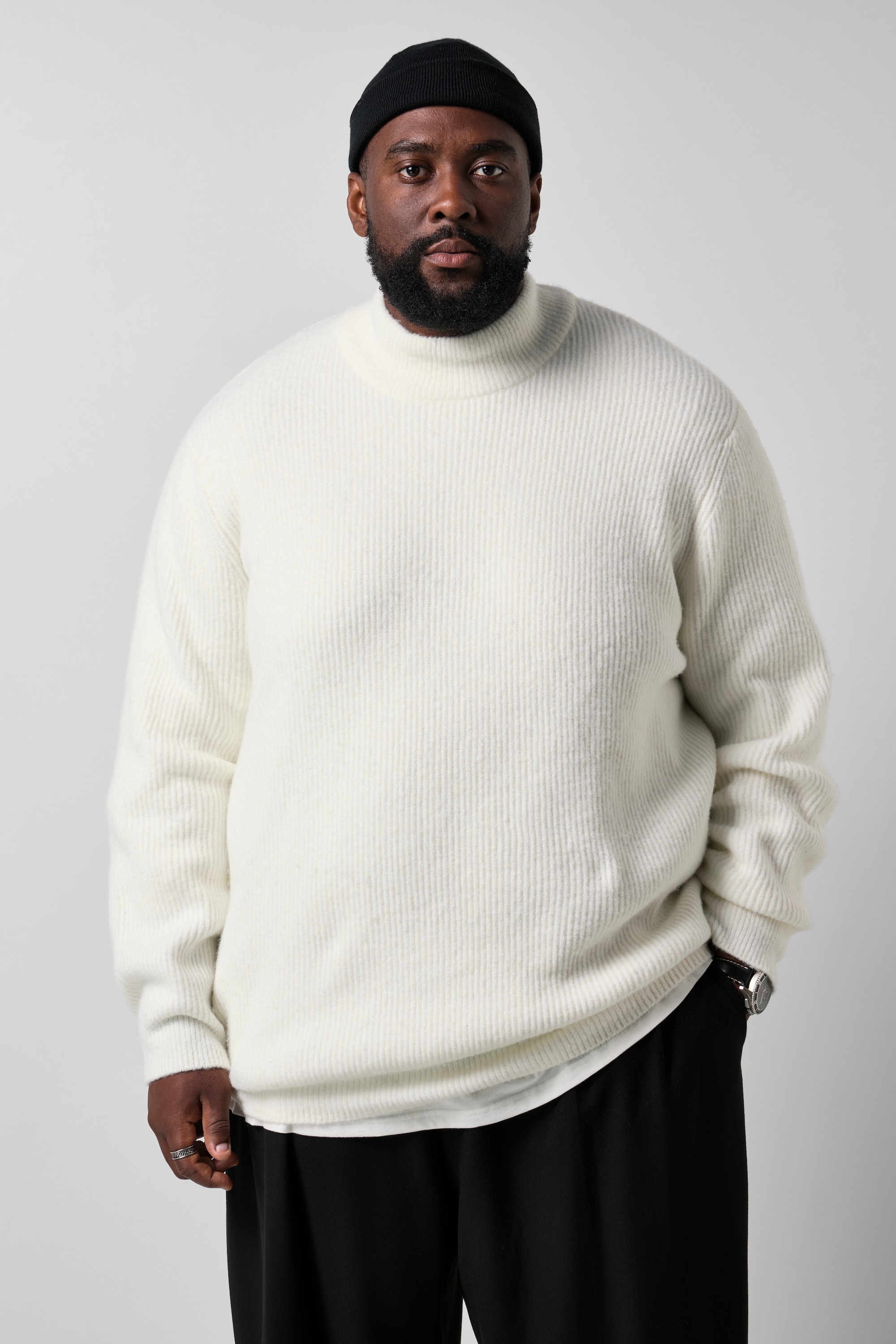 Pull décontracté, col montant - jusqu'au 8 XL, STHUGE