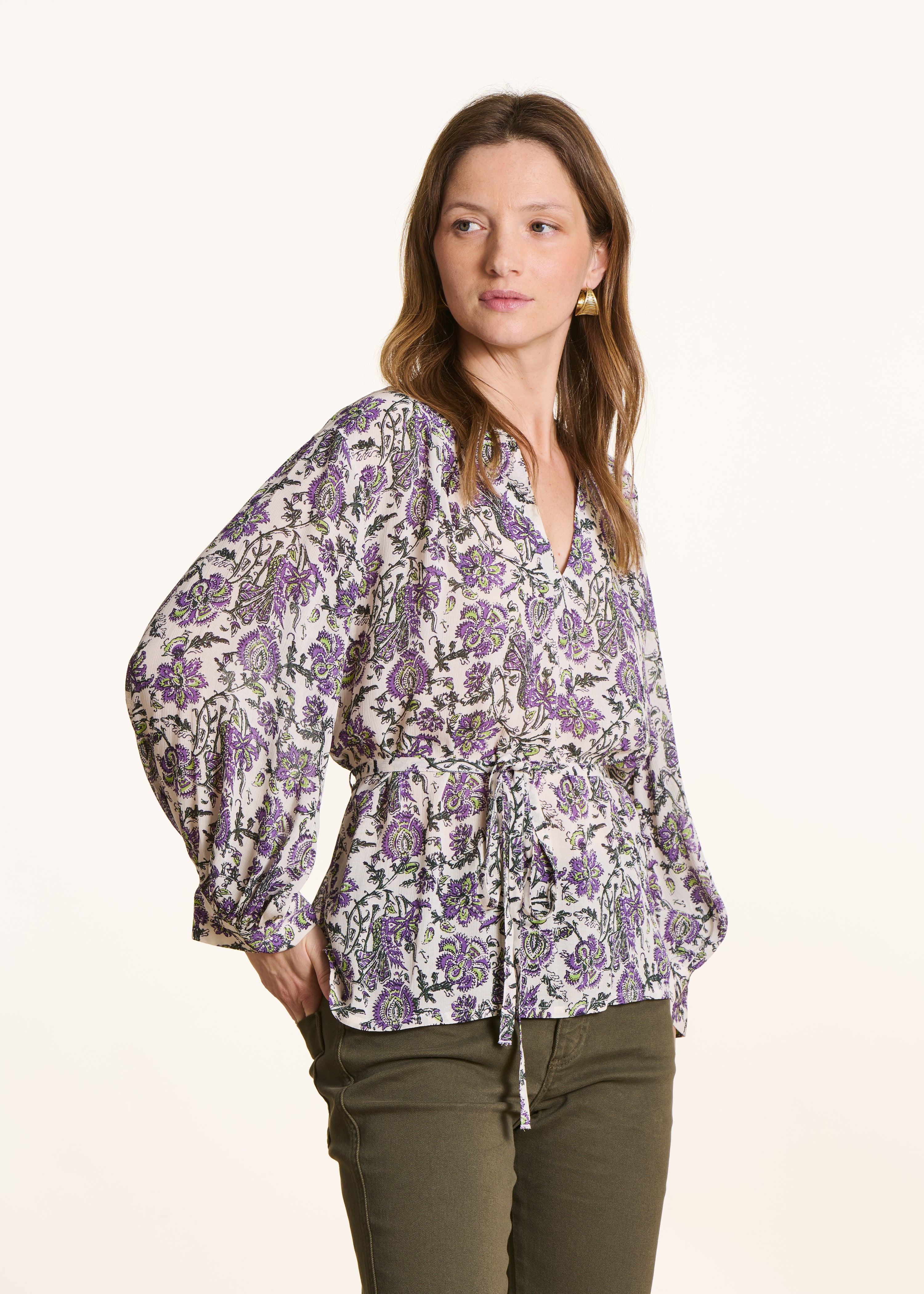 Top ample à imprimé floral manches longues, LA FEE MARABOUTEE