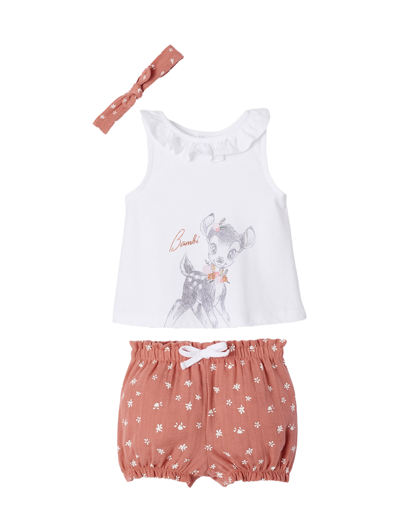 Ensemble Disney Bambi bébé 3 pièces T-shirt + bloomer + bandeau, VERTBAUDET