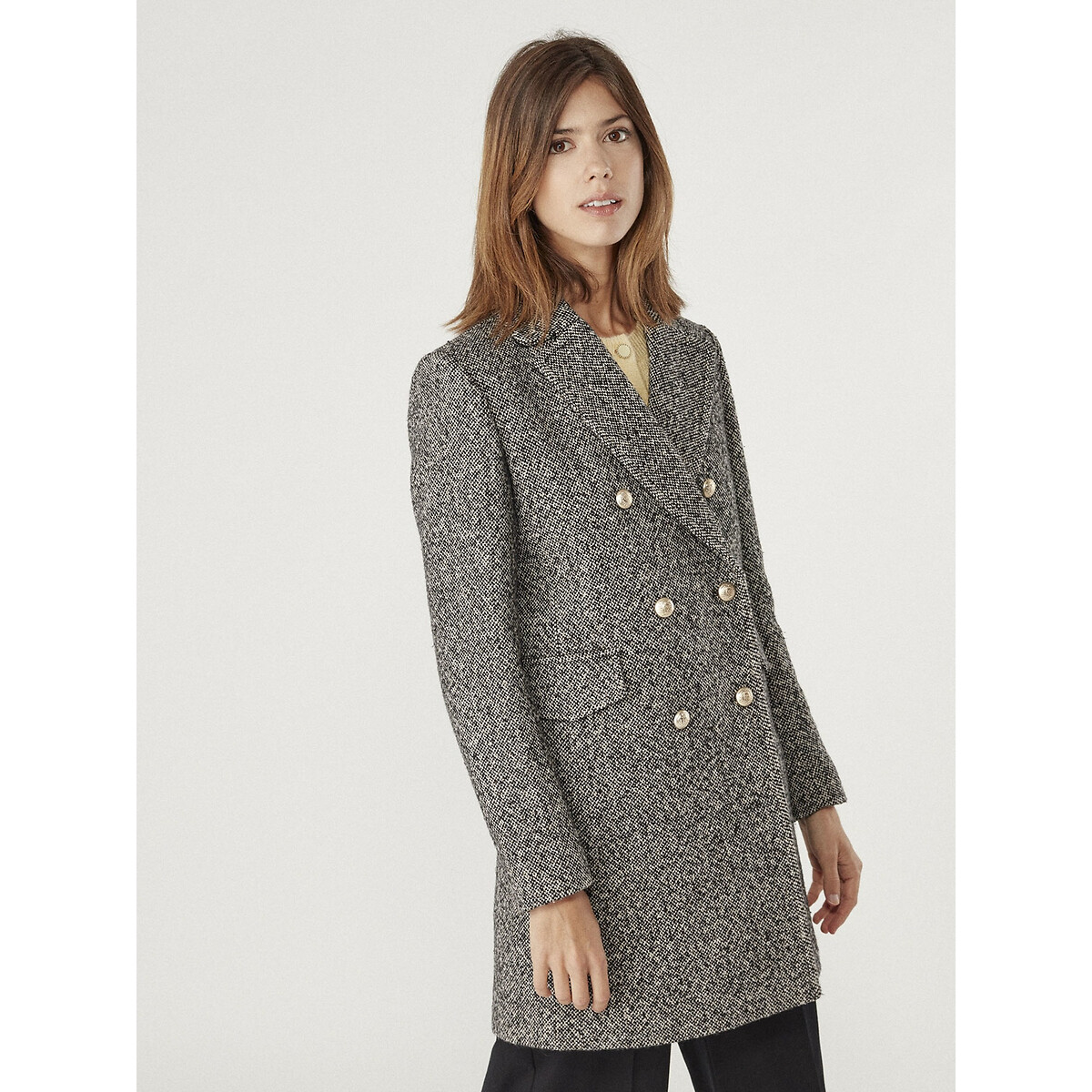 Mid Length Pea Coat Grey Naf La Redoute Mid Length Pea Coat Grey Naf La, Grey Ladies Pea Coat