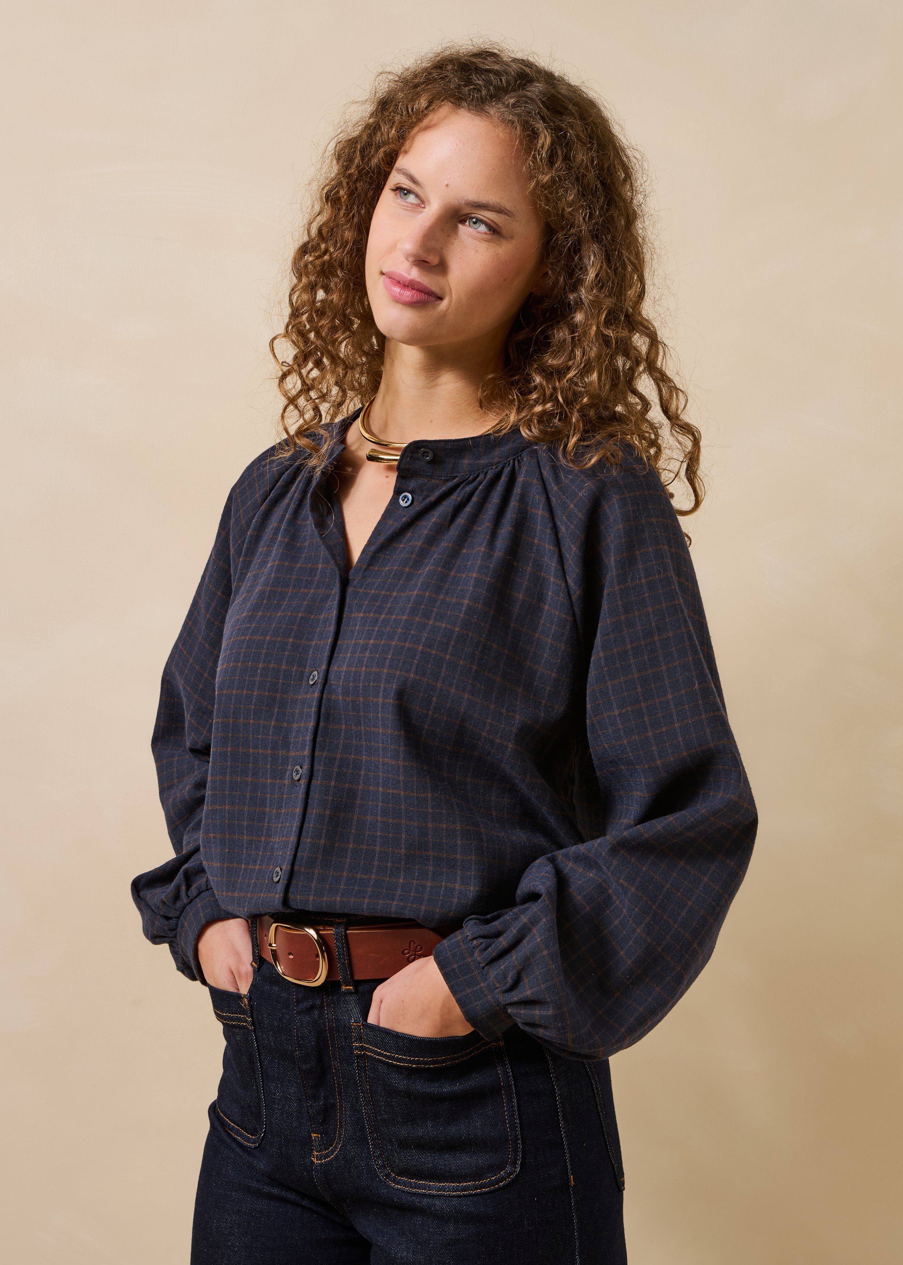 Chemise ample à carreaux en flanelle de coton, LA FEE MARABOUTEE