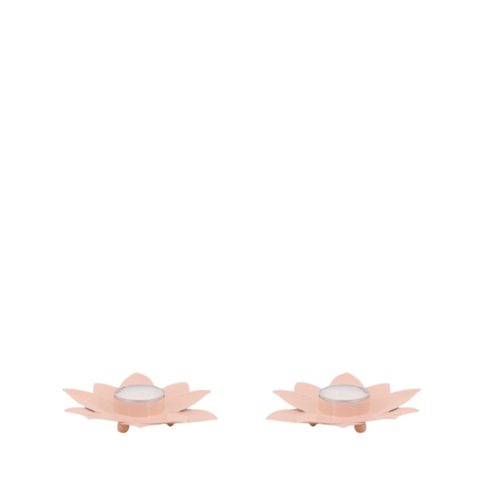 Lot de 2 bougeoirs fleurs 12cm, ORNAMI