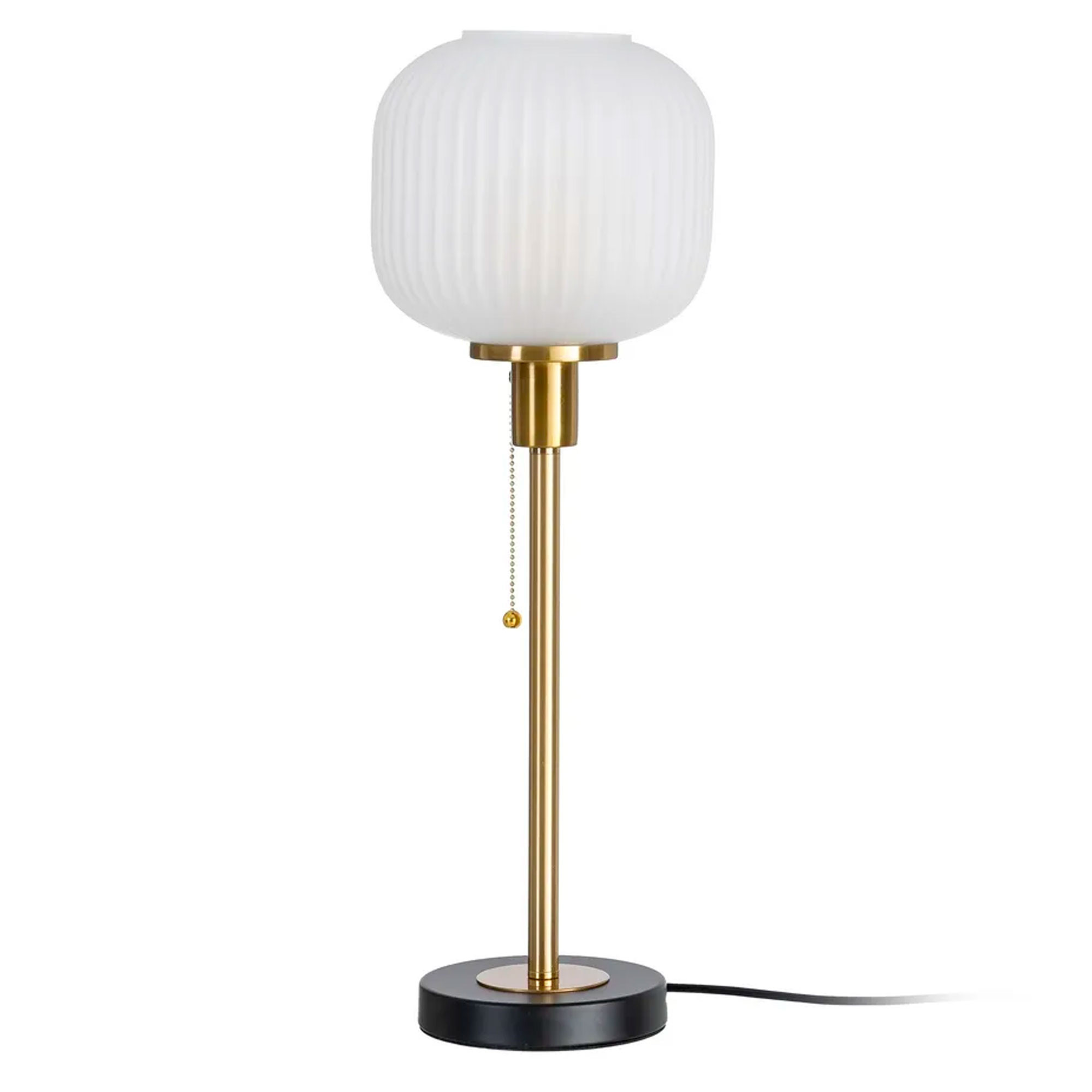 Lampe à poser à tirette noir et doré abat-jour verre poli 20x20x60cm, WADIGA