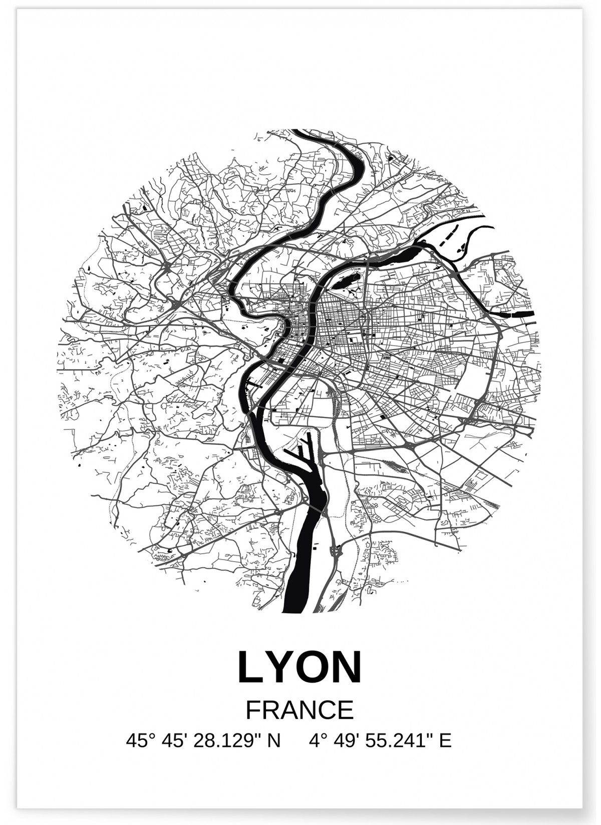 Poster Carte Lyon, L'AFFICHERIE