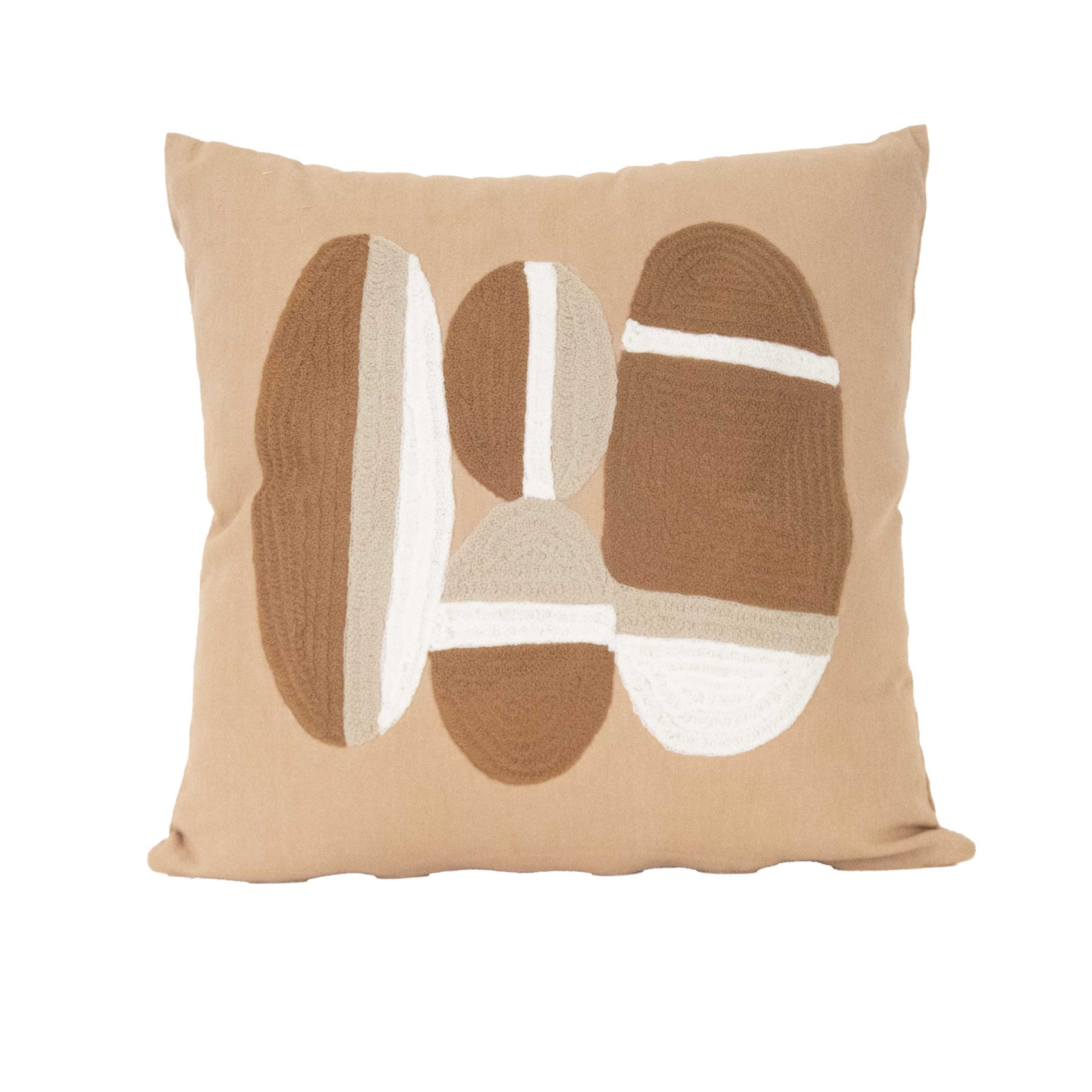 Coussin brodé motif galets de plage, SUD ETOFFE
