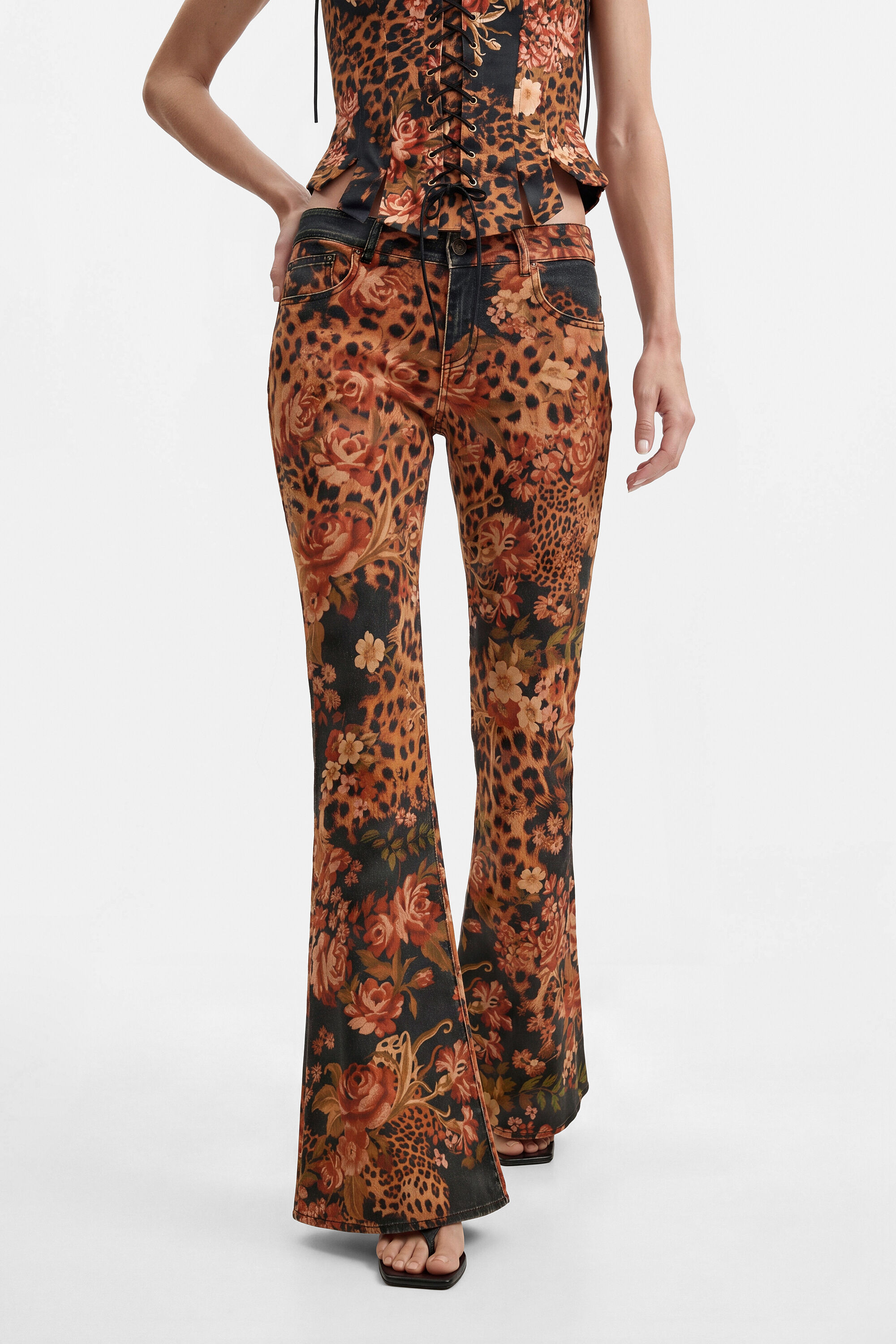 Pantalon jean flare imprimé, DESIGUAL