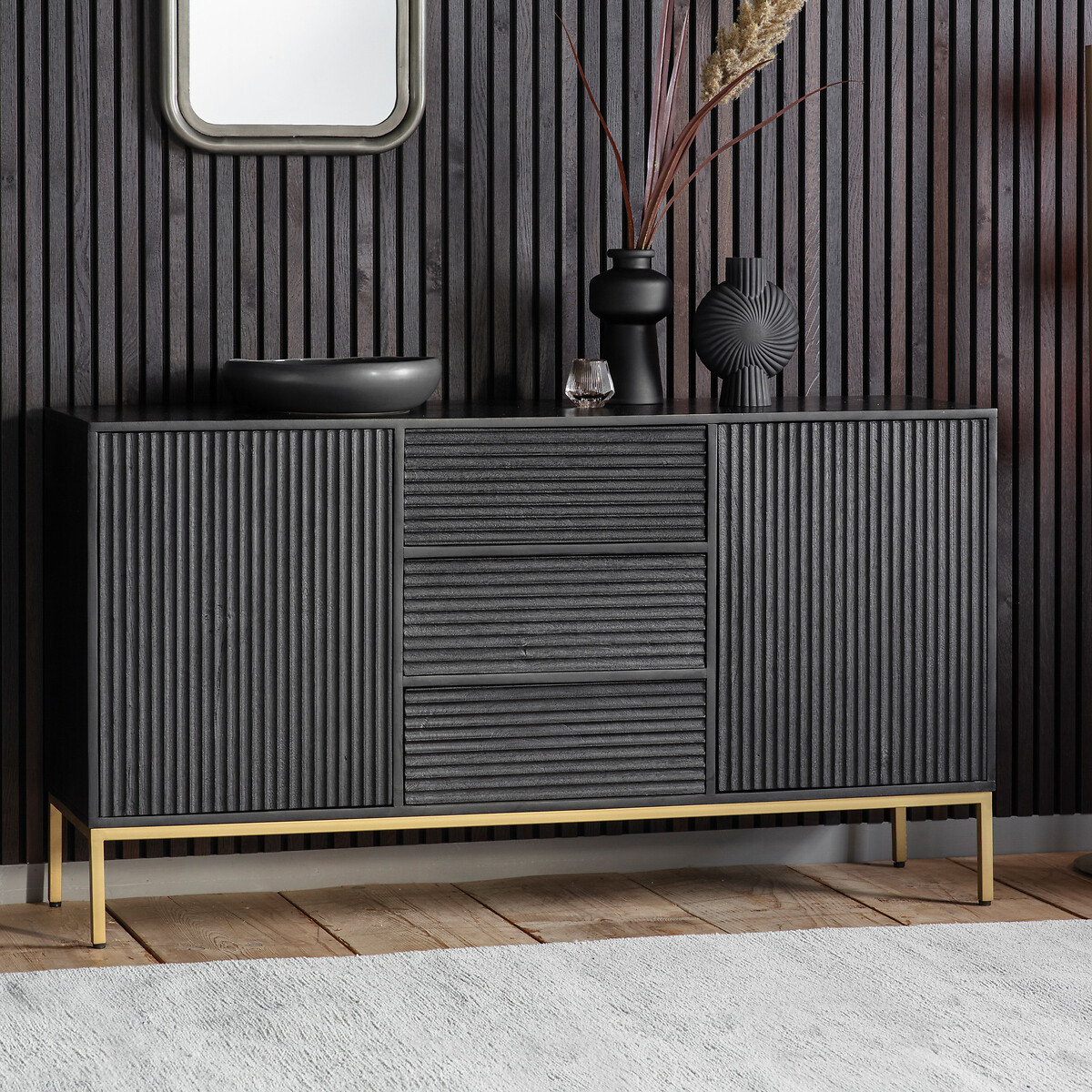 Madurai Rippled Wood Sideboard, SO'HOME