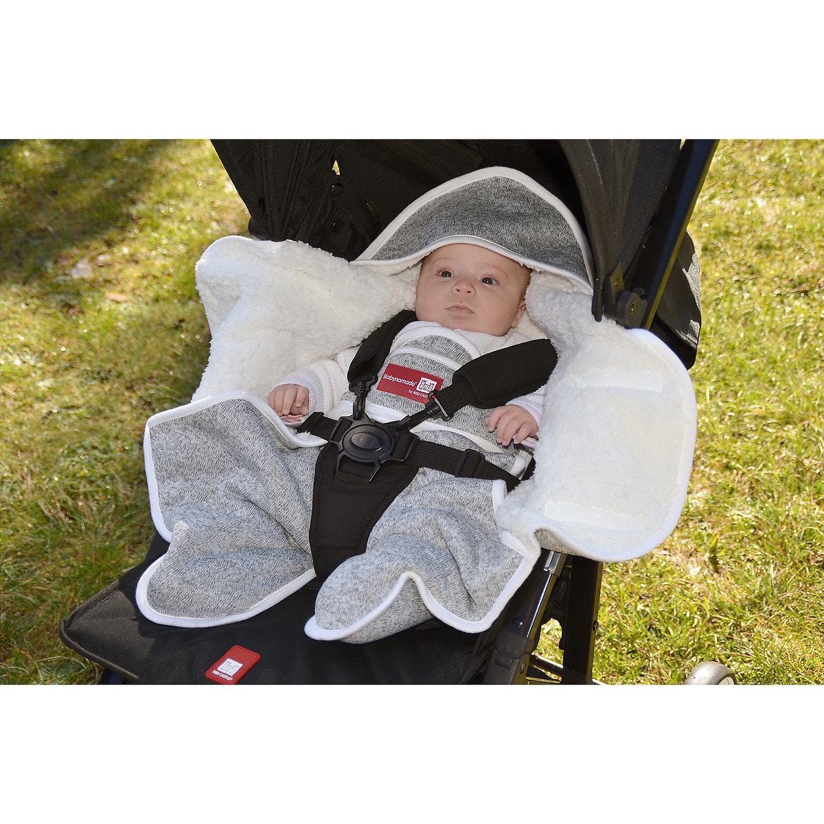 Couverture pour bébé babynomade de 0 à 6 mois gris clair + blanc Red Castle