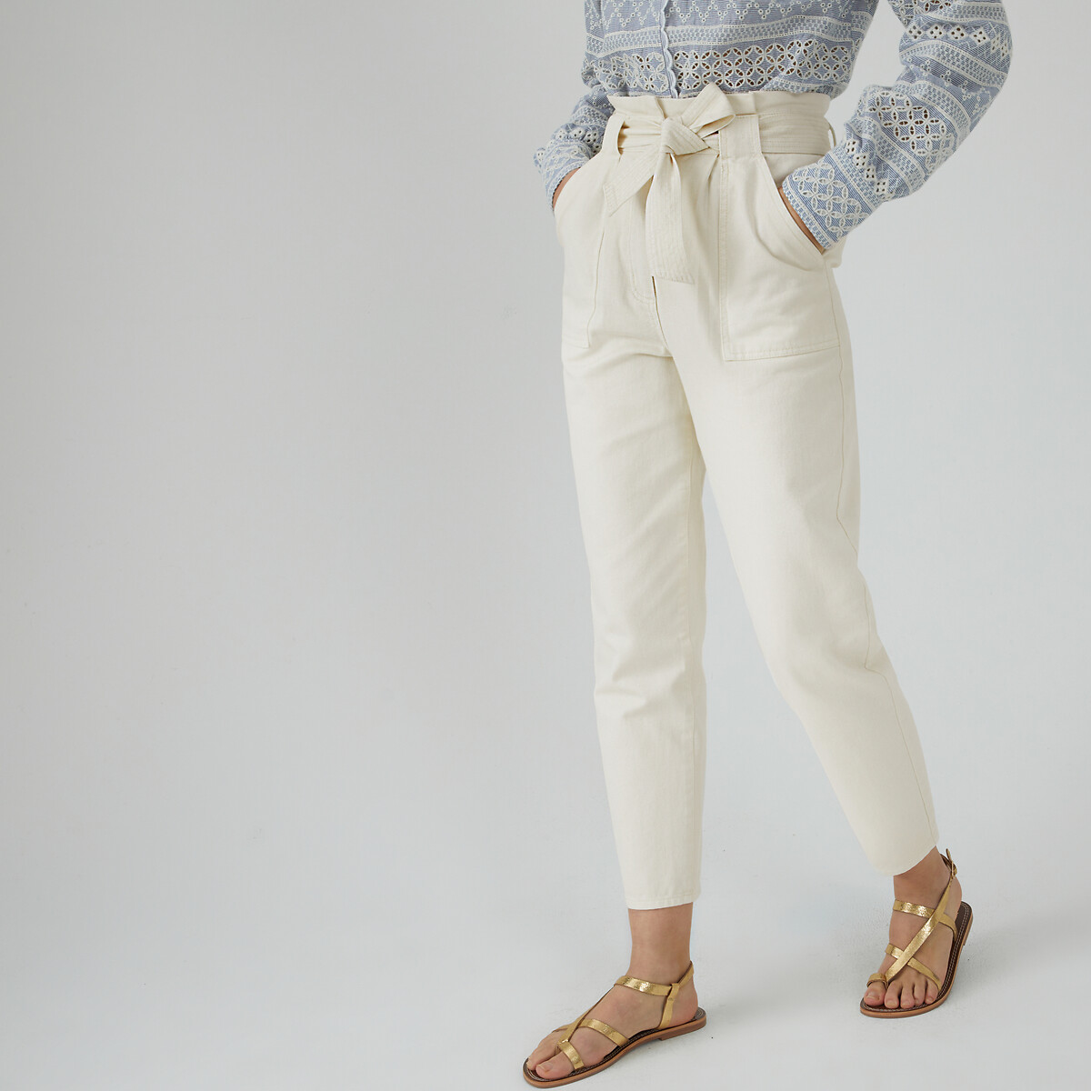 Ladies white cigarette trousers 2025