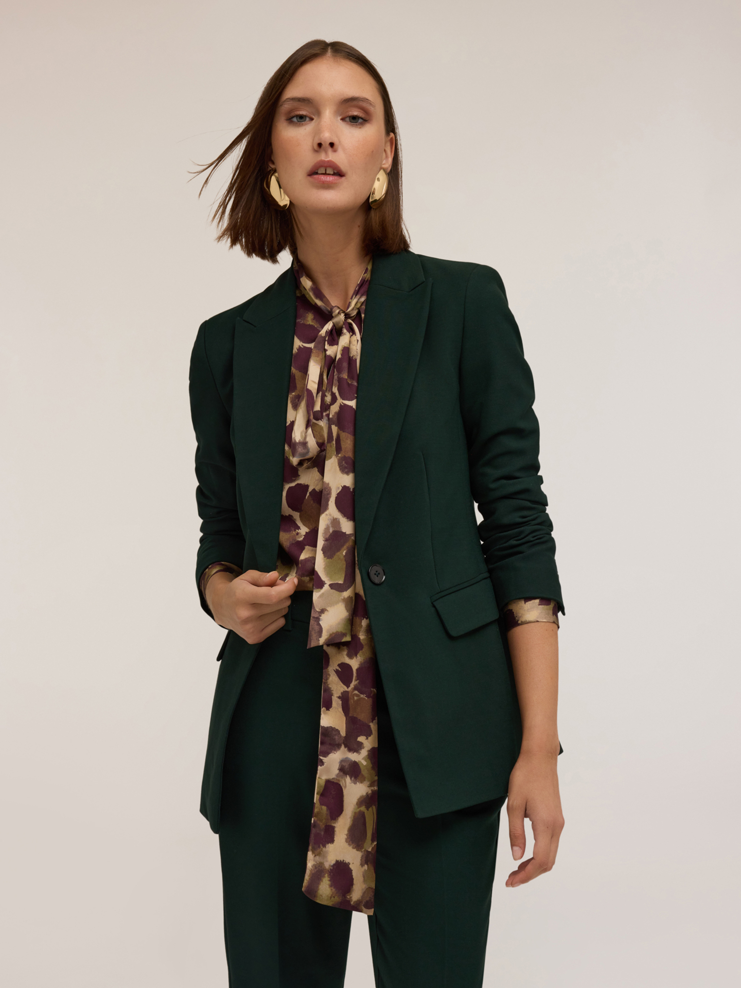 Blazer à simple boutonnage en mélange de viscose, MOTIVI