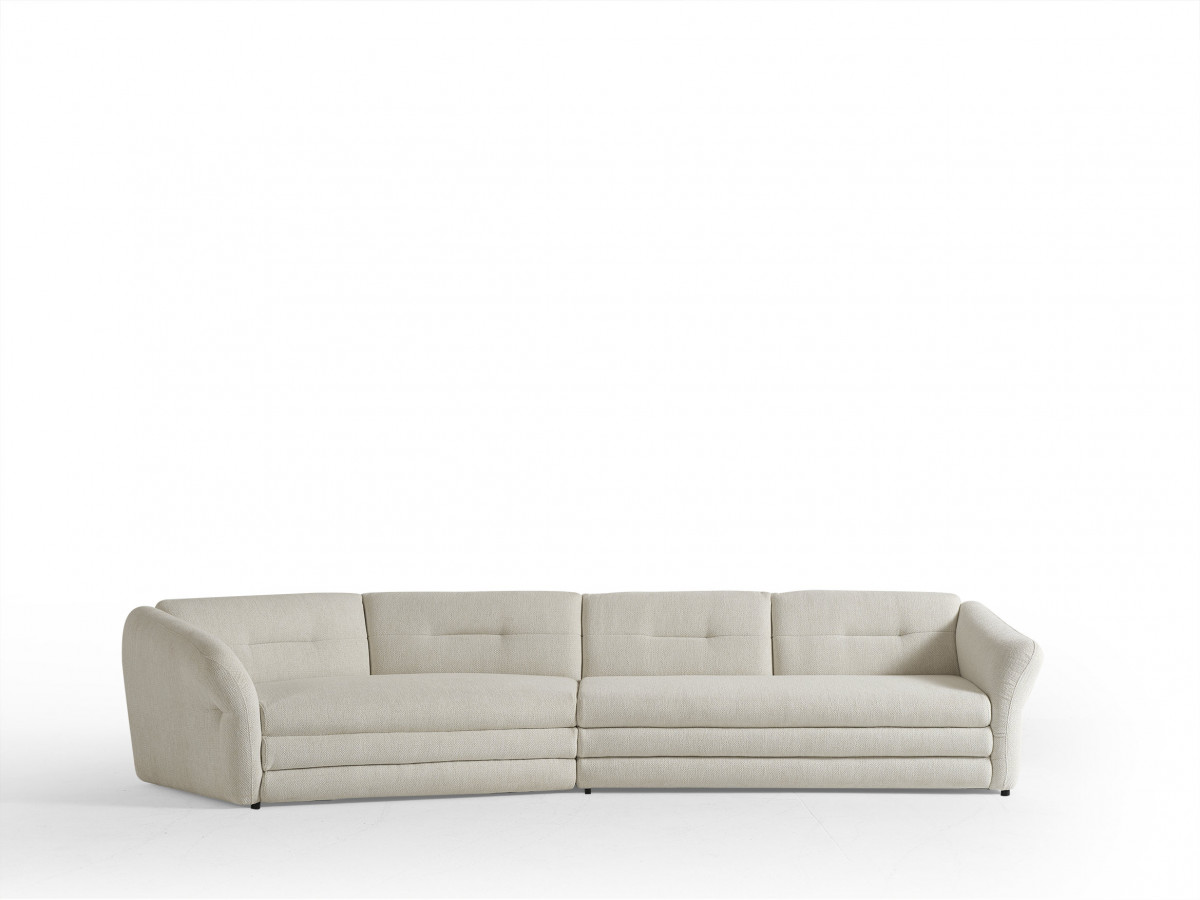 Canapé droit fixe 4 places en tissu chiné, MARBLE, BOBOCHIC