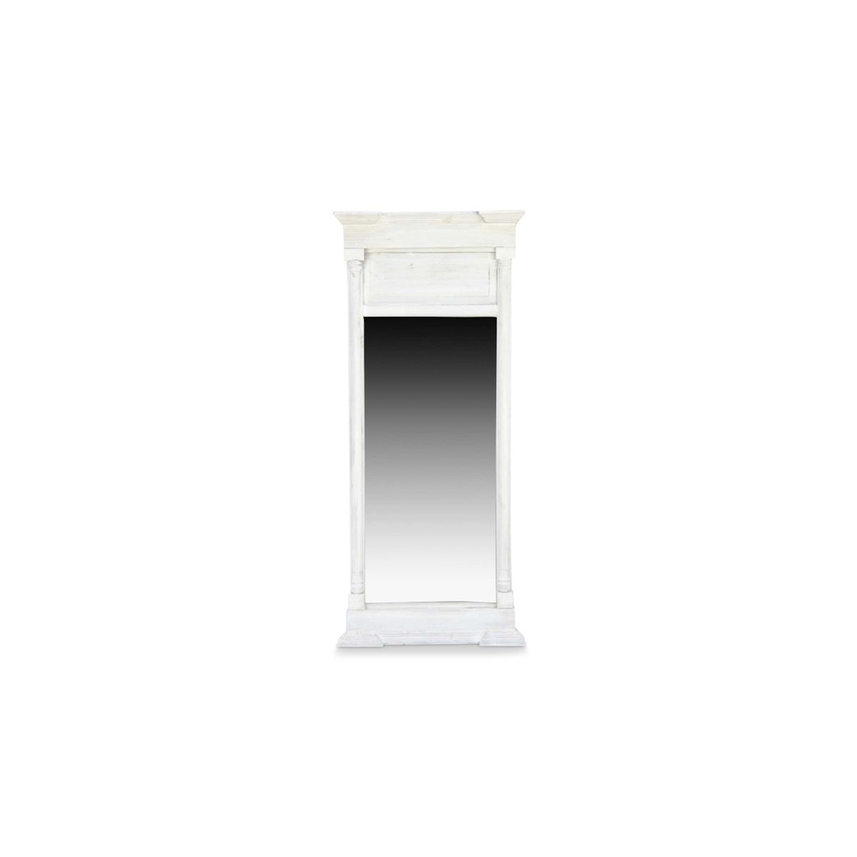 grand miroir ancien rectangulaire vertical bois ceruse blanc 59x11x136cm