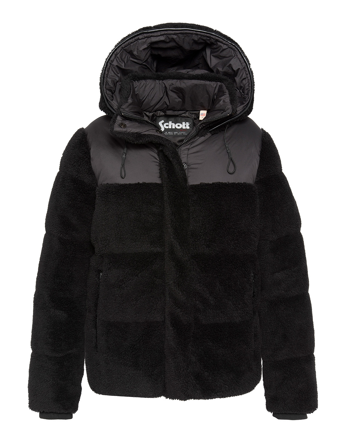 Doudoune sherpa à capuche bi-matière, SCHOTT