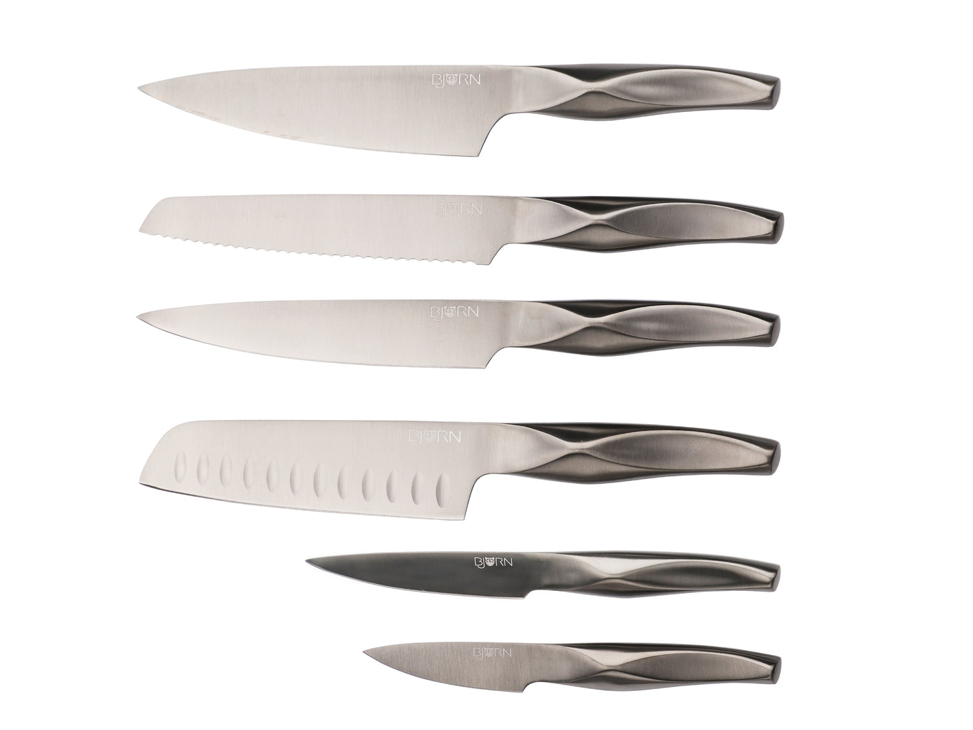 Lot de 6 couteaux de cuisine en inox, NUDE, BJORN