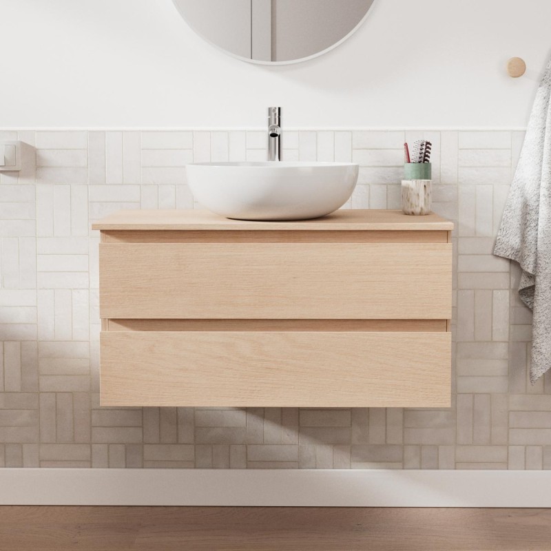 Ensemble meuble simple vasque 80 cm + vasque SORRENTO, MOB IN