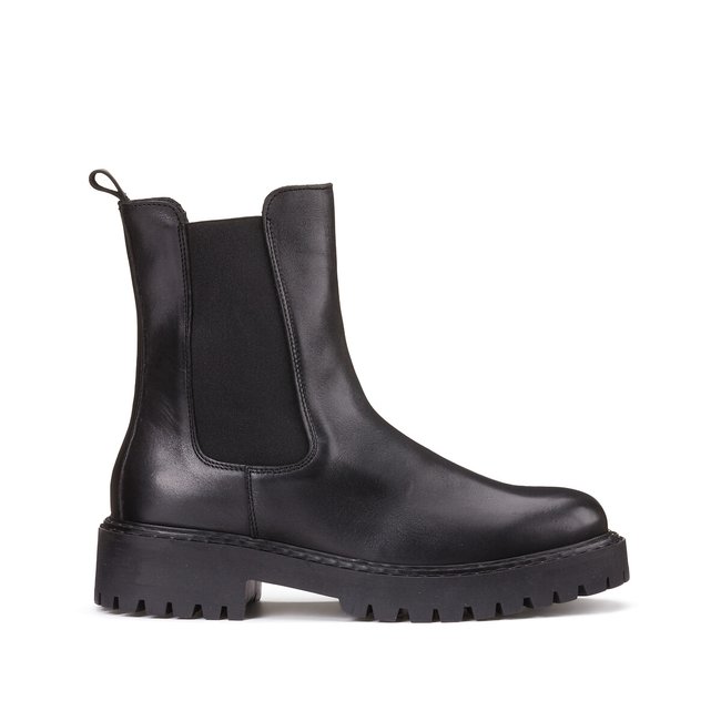 Les signatures - leather chelsea boots, made in europe, black, La ...