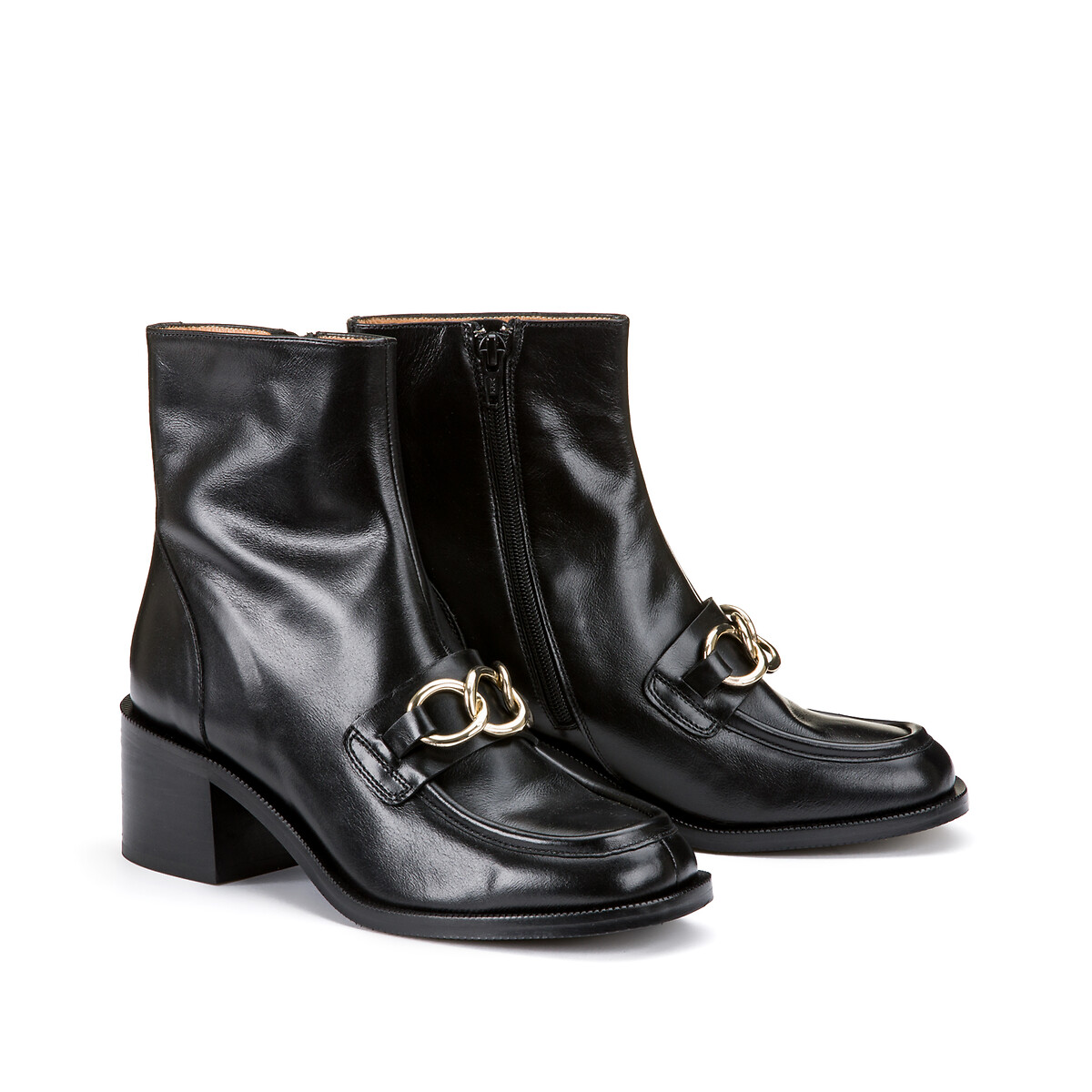 Courreges Low Heels Ankle Boots In Black Leather | Lyst