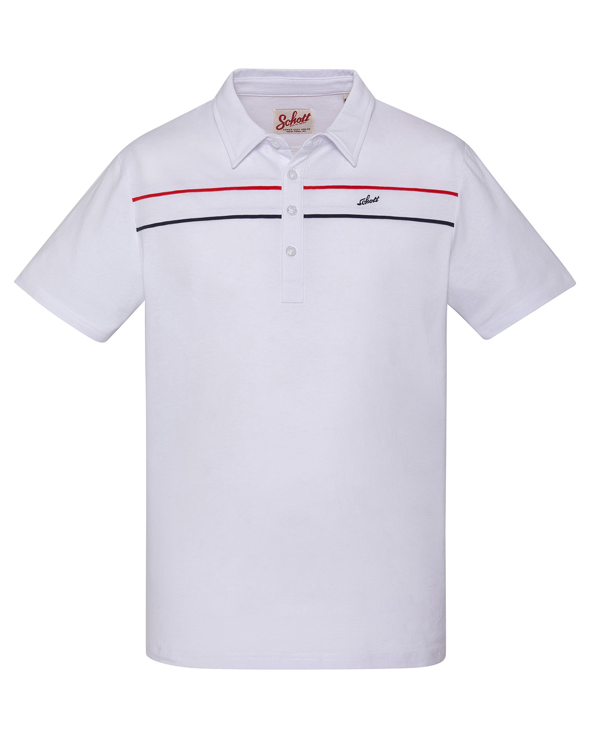 Jersey polo shirt with contrasting trim, SCHOTT