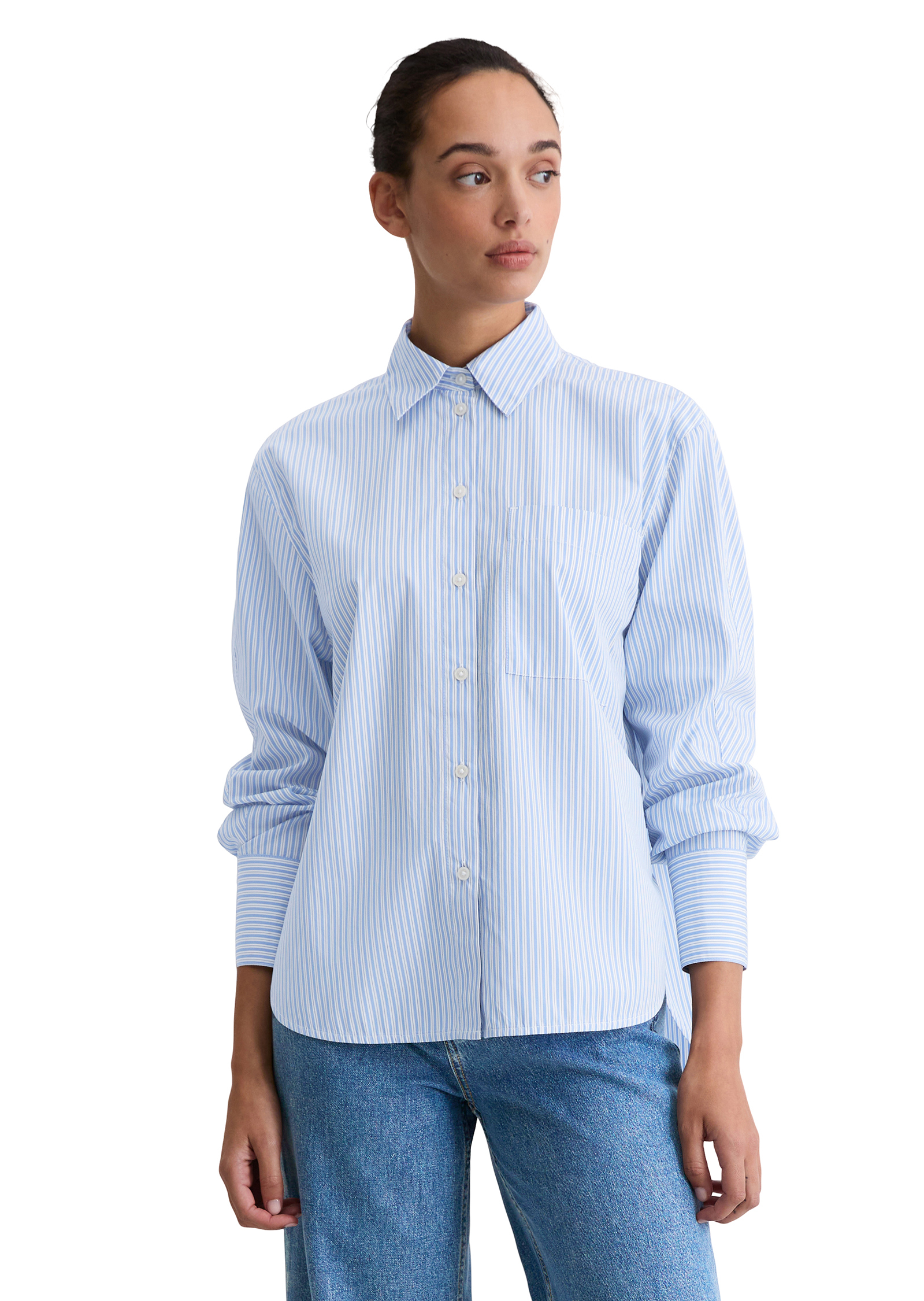 Blouse à rayures oversize en popeline de coton premium, MARC O'POLO