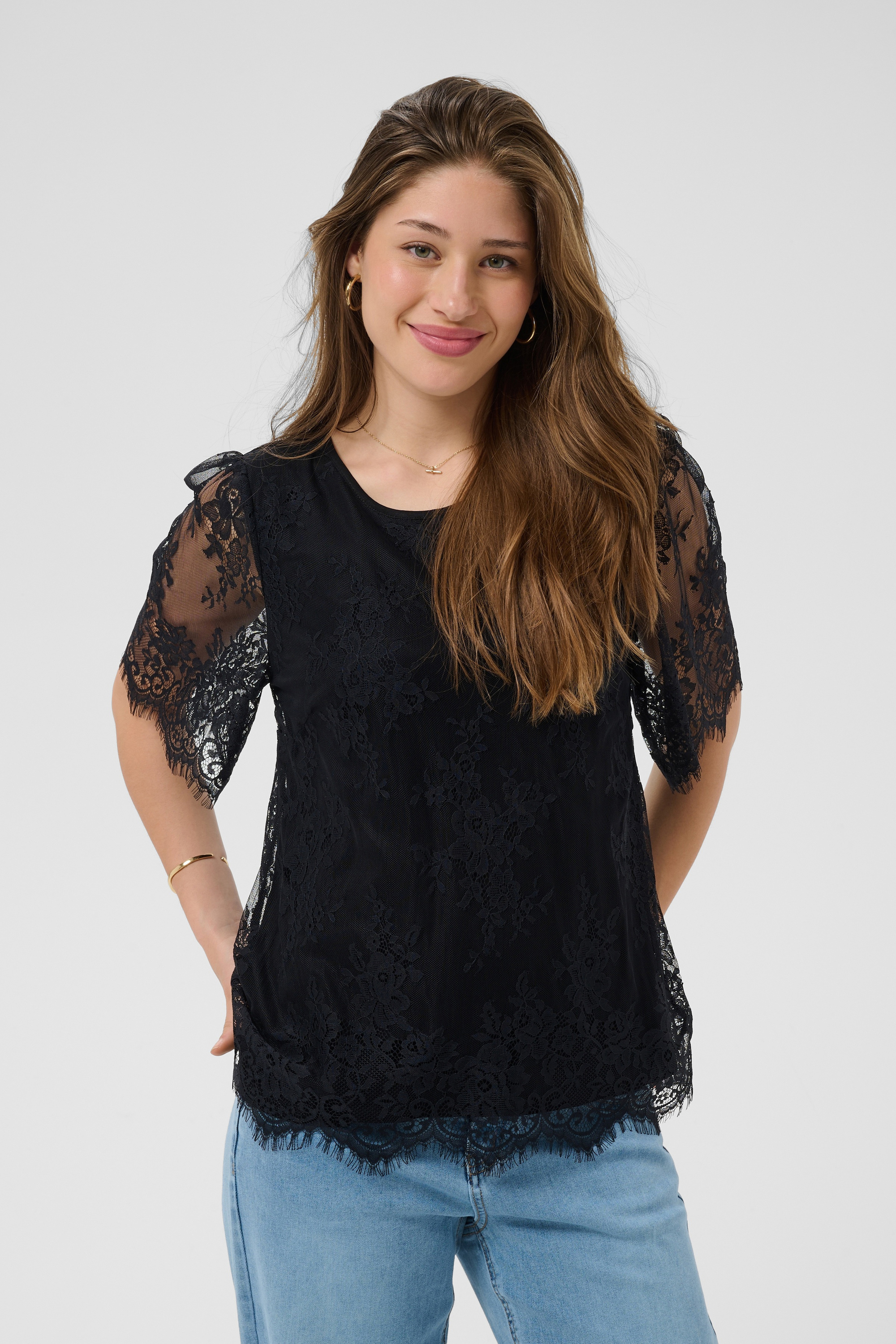 Blouse à manches courtes, CREAM