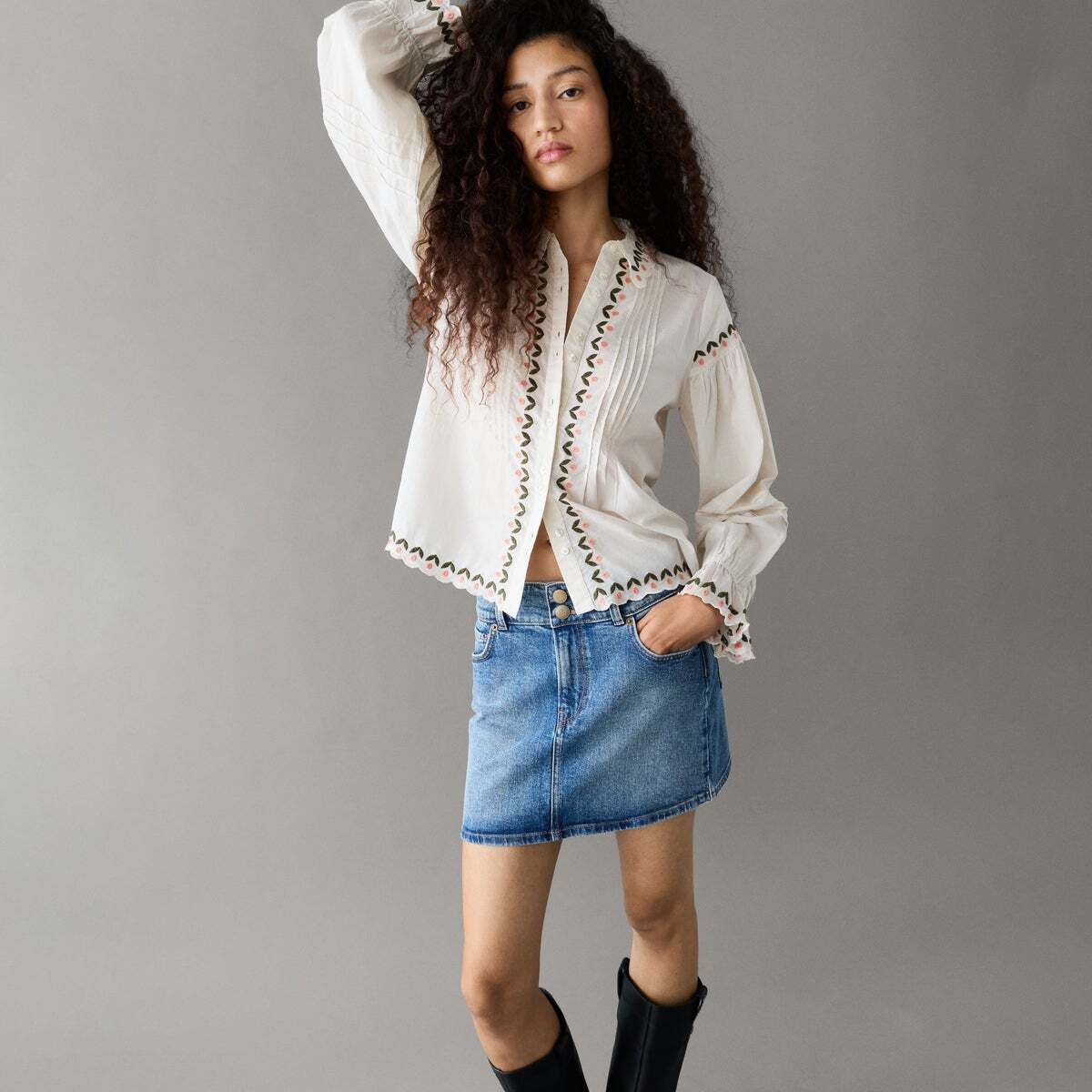 Blouse Plissée Avec Détails Brodés, PEPE JEANS