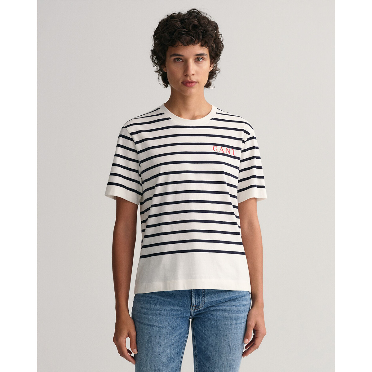 Breton Striped Cotton T-Shirt With Crew Neck And Short Sleeves