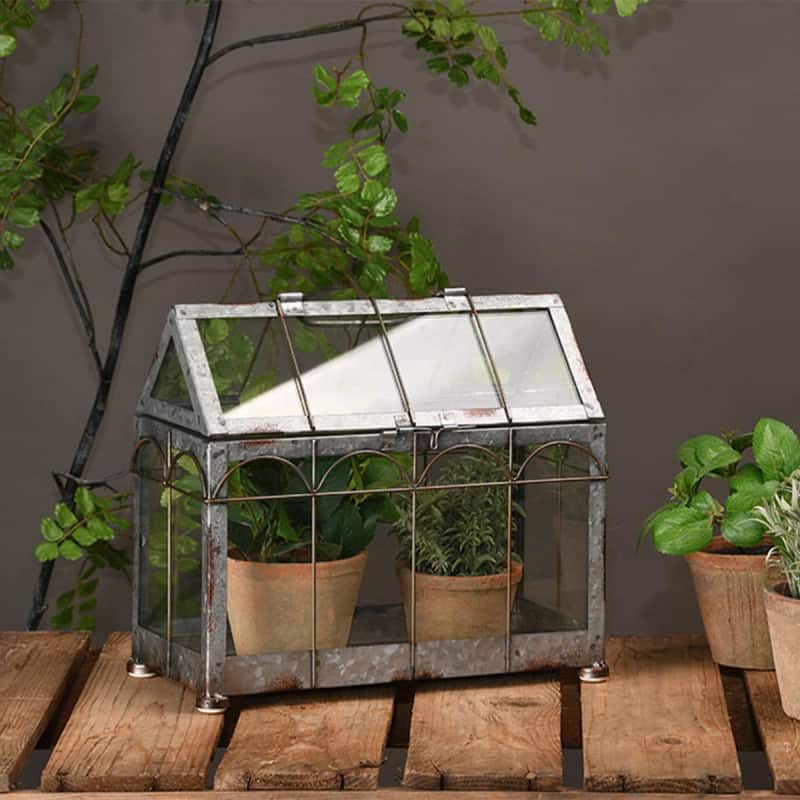 Mini serre fer et verre 29 cm longueur, ESSCHERT DESIGN