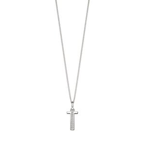 Sterling Silver Art Deco Initial 'T' Pendant with Cubic Zirconia Stone Detail BEGINNINGS image