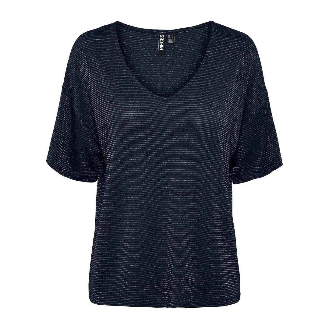 T-shirt oversized à fines rayures brillantes, PIECES